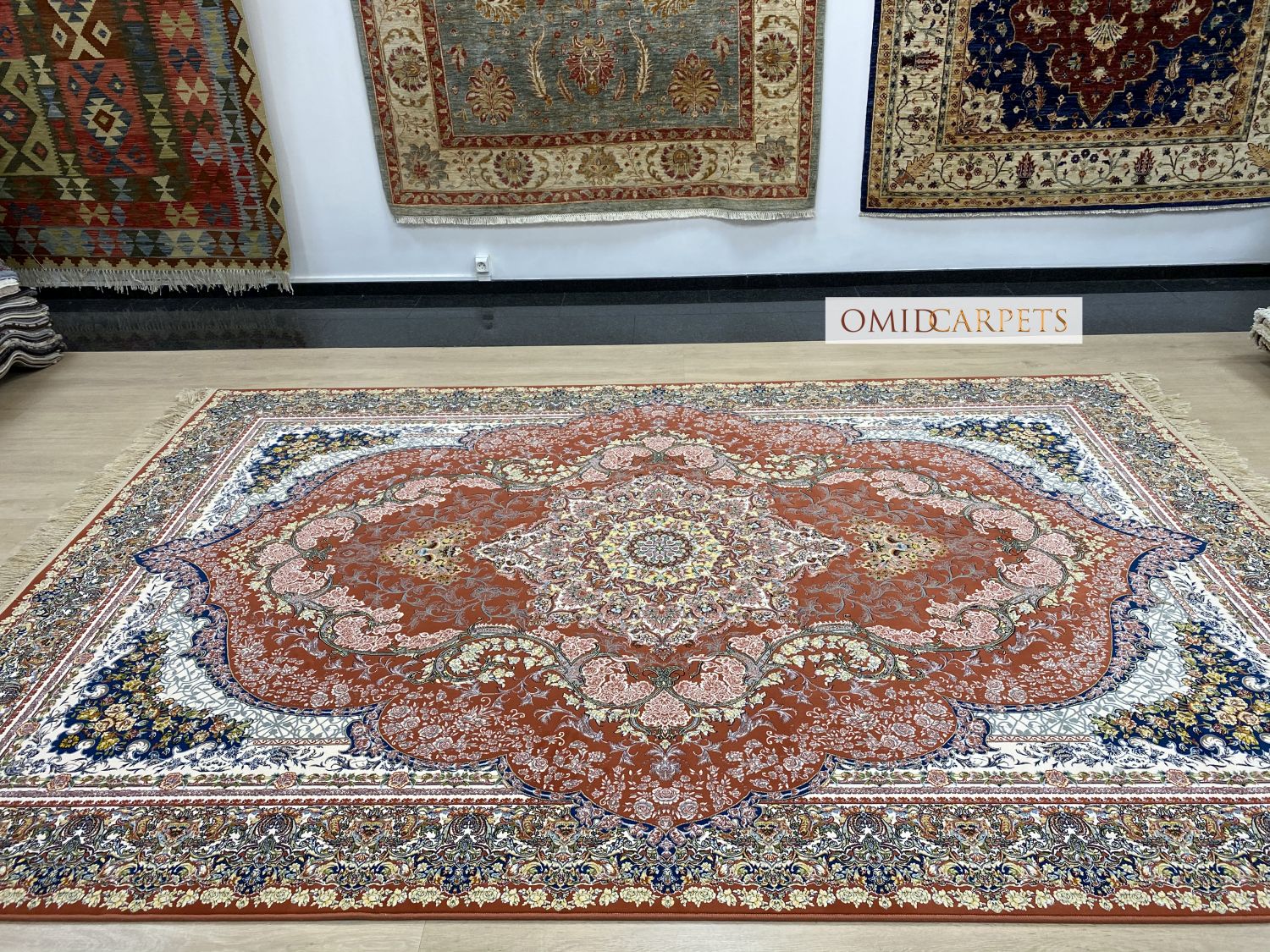 قالین 1200 شانه * Rood Tapijt Laagpolig Klassiek Vloerkleed - Omid Premium Classic Hand Look - 3 Miljoen punten/m²