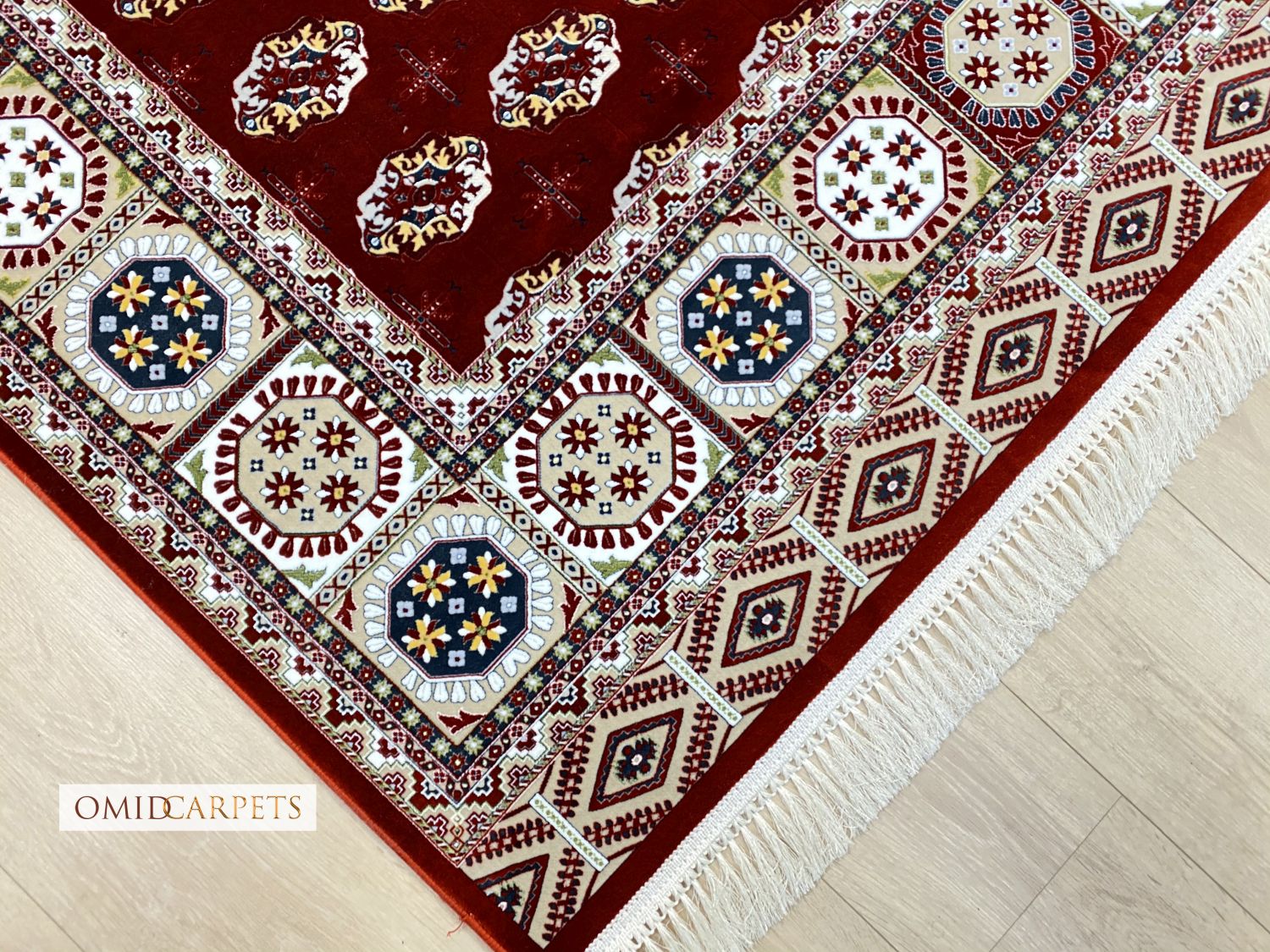 قالین 1200 شانه * Rood Tapijt Laagpolig Klassiek Vloerkleed - Omid Premium Classic Hand Look - 3 Miljoen punten/m²