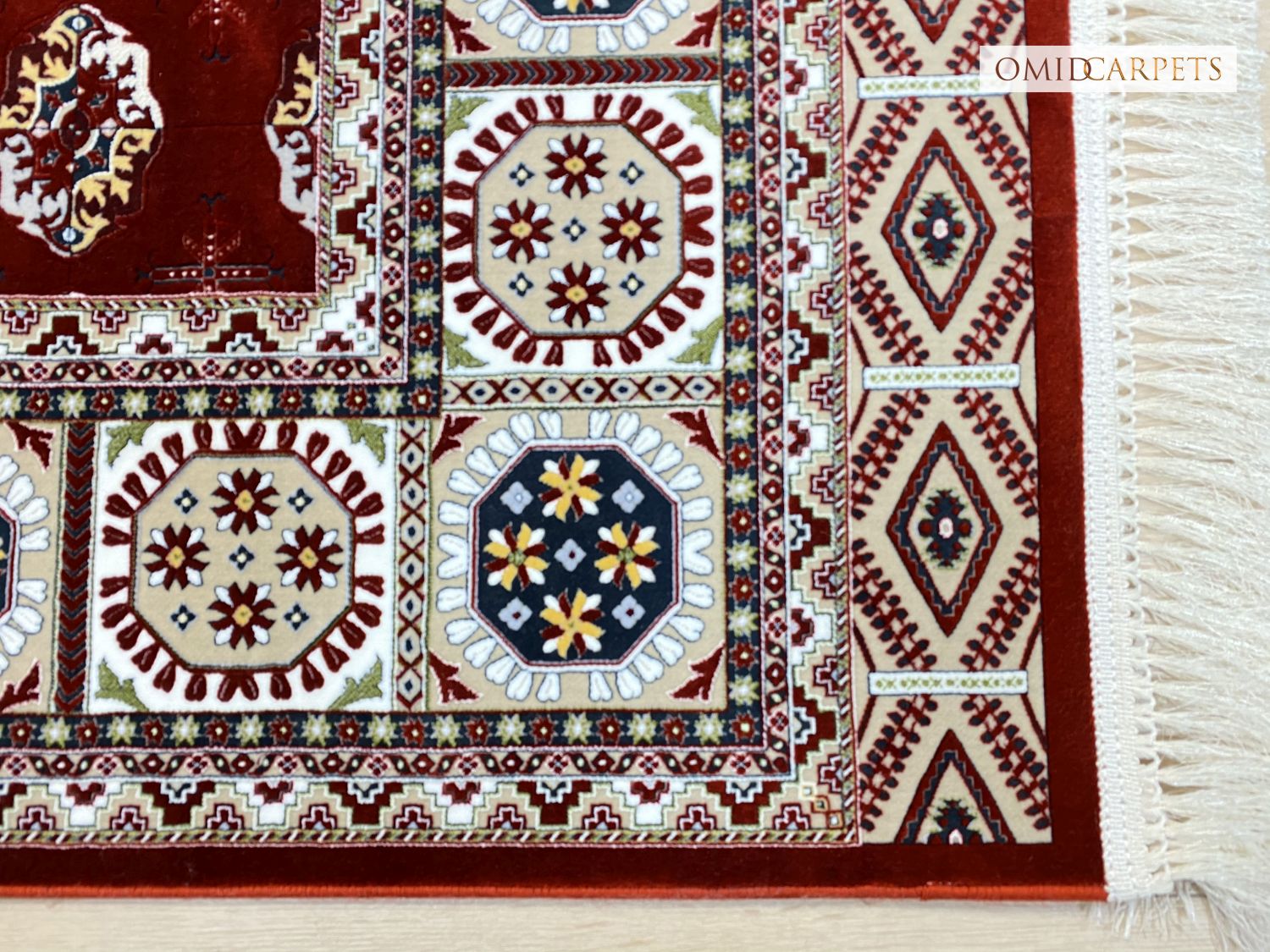 قالین 1200 شانه * Rood Tapijt Laagpolig Klassiek Vloerkleed - Omid Premium Classic Hand Look - 3 Miljoen punten/m²