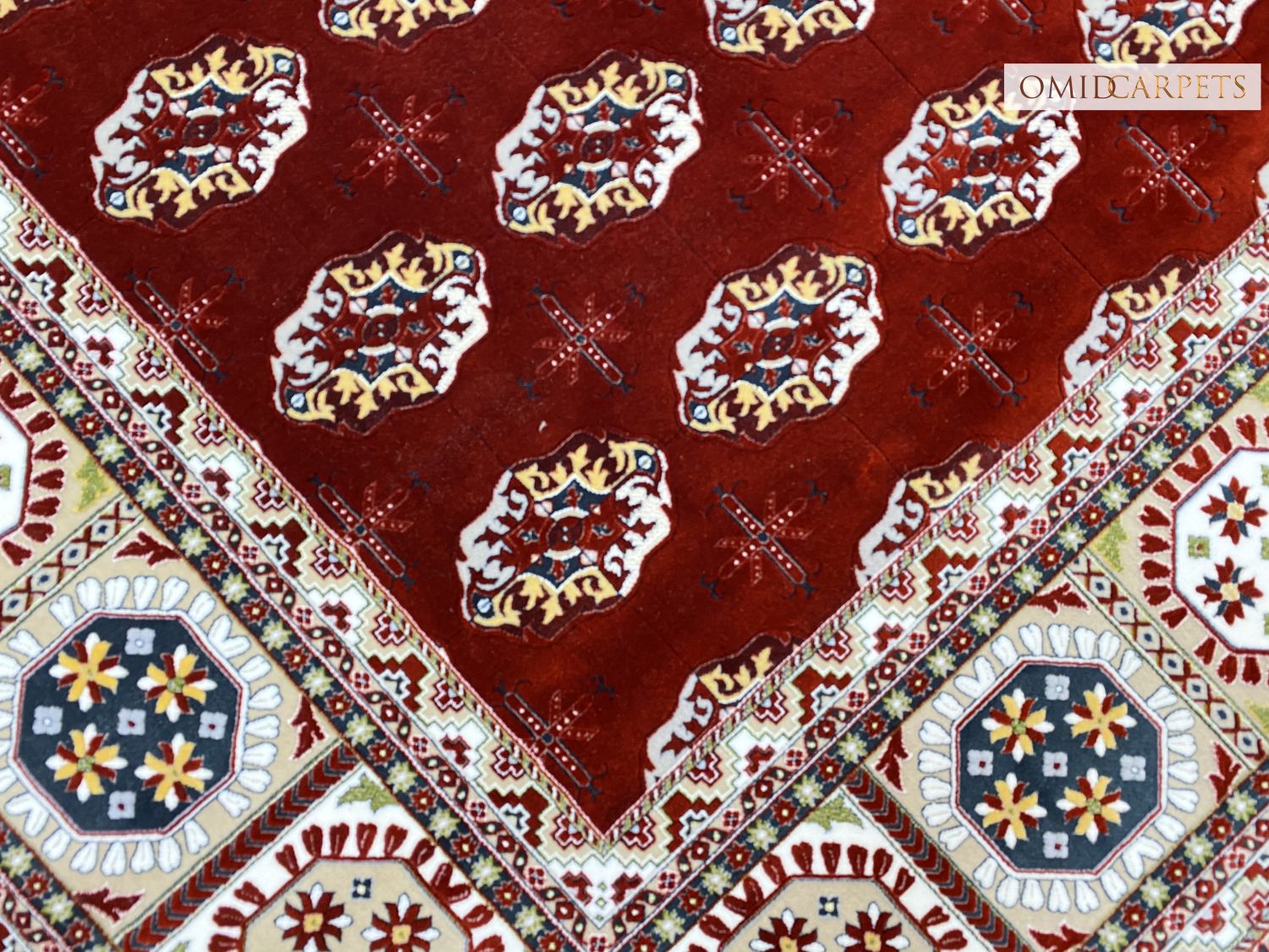 قالین 1200 شانه * Rood Tapijt Laagpolig Klassiek Vloerkleed - Omid Premium Classic Hand Look - 3 Miljoen punten/m²