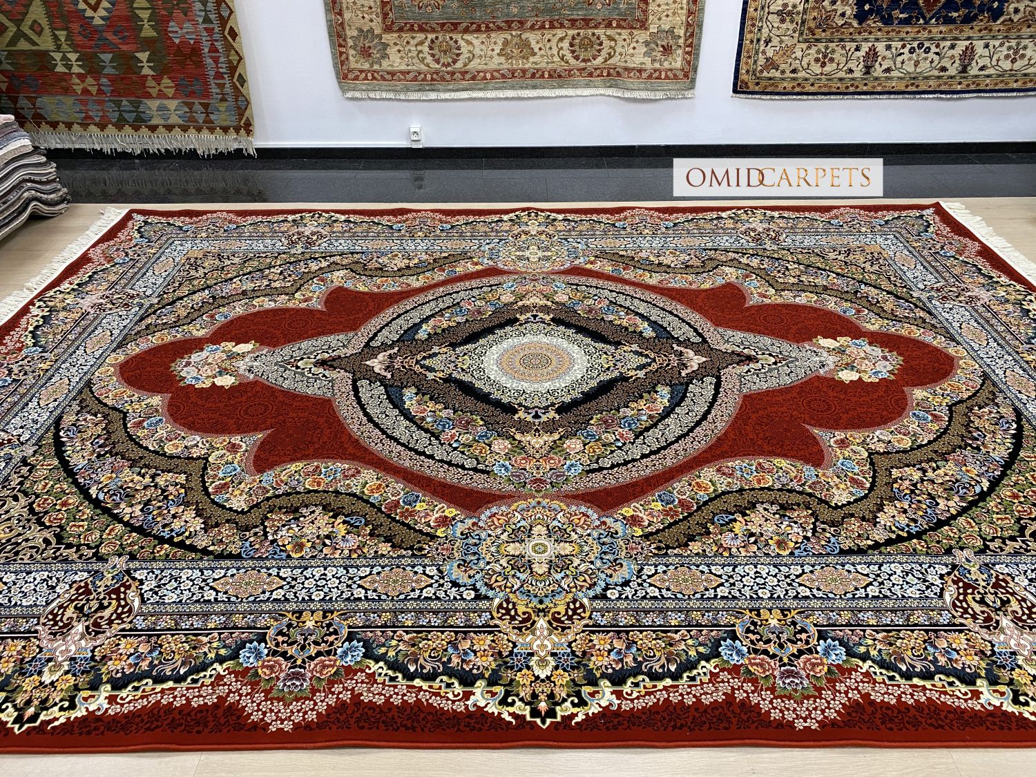 قالین 1200 شانه * Rood Tapijt Laagpolig Klassiek Vloerkleed - Omid Premium Classic Hand Look - 3 Miljoen punten/m²