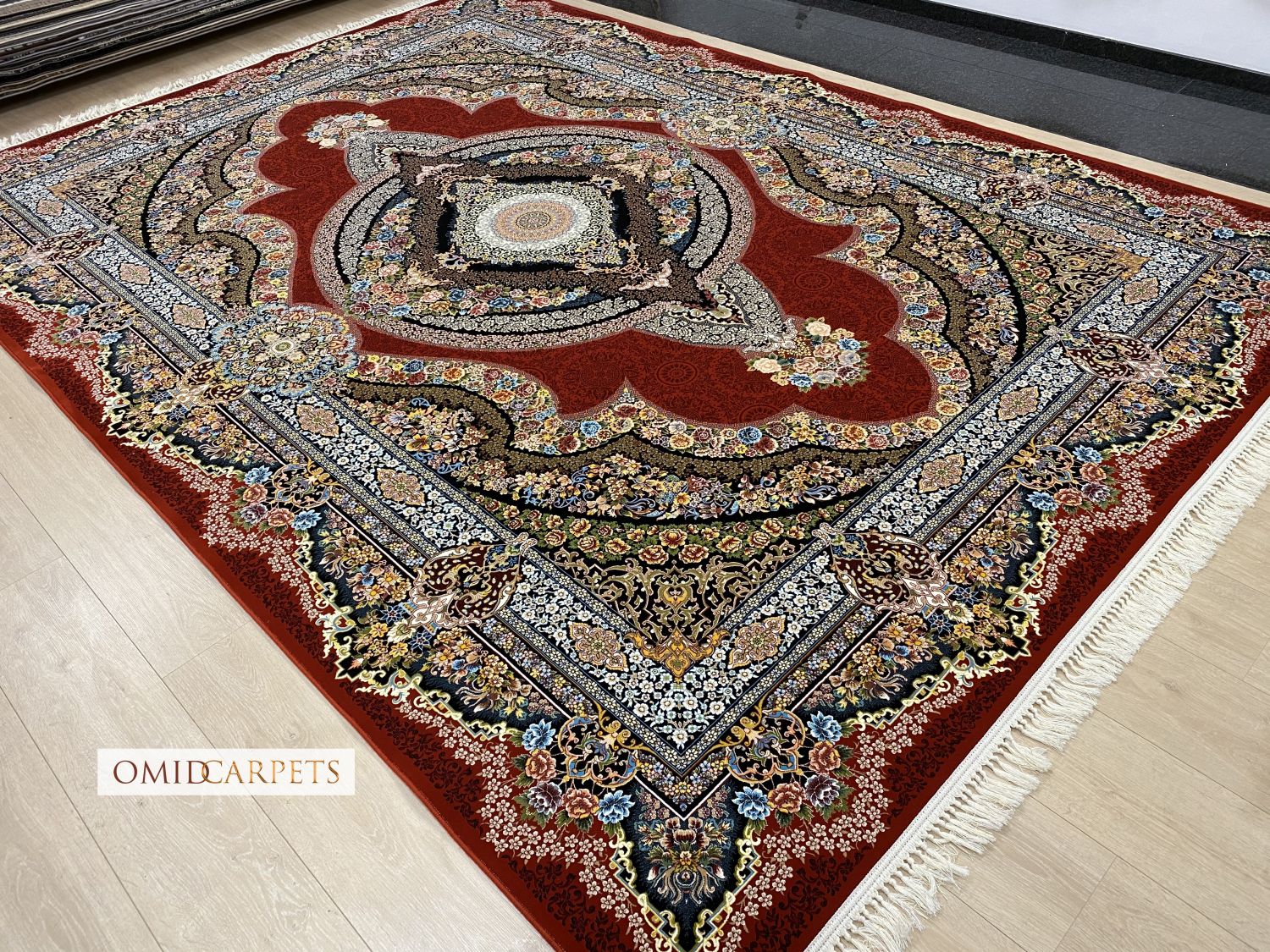 قالین 1200 شانه * Rood Tapijt Laagpolig Klassiek Vloerkleed - Omid Premium Classic Hand Look - 3 Miljoen punten/m²