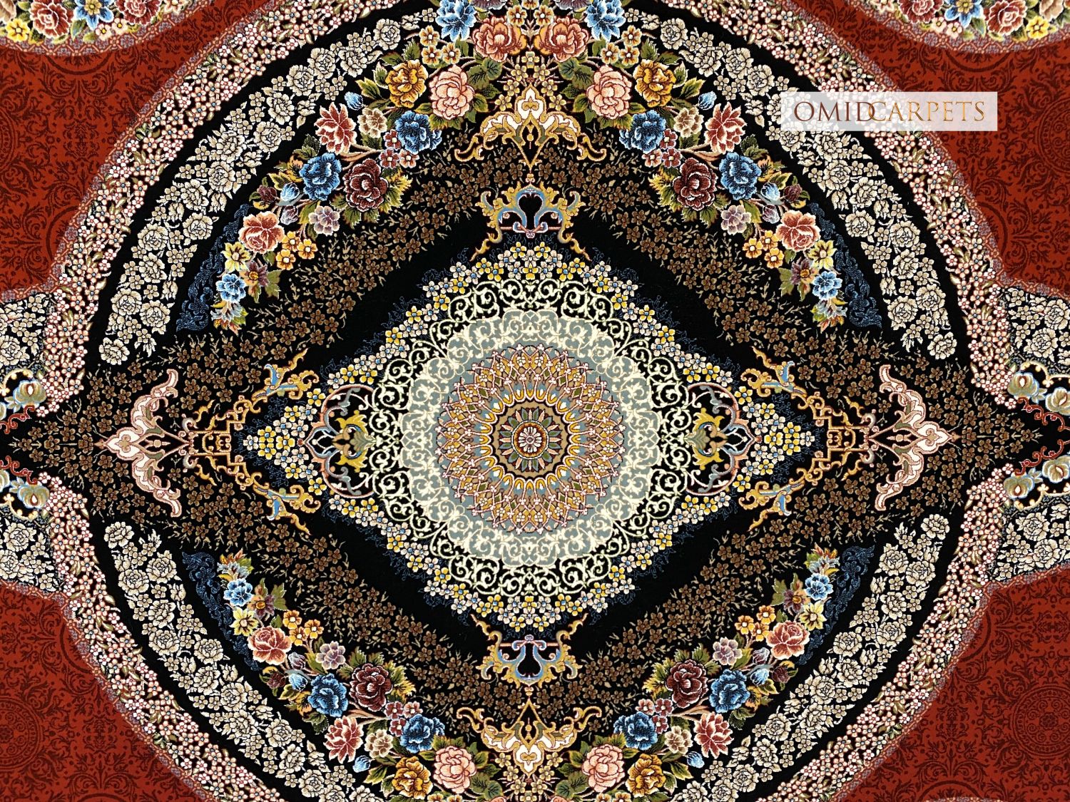 قالین 1200 شانه * Rood Tapijt Laagpolig Klassiek Vloerkleed - Omid Premium Classic Hand Look - 3 Miljoen punten/m²