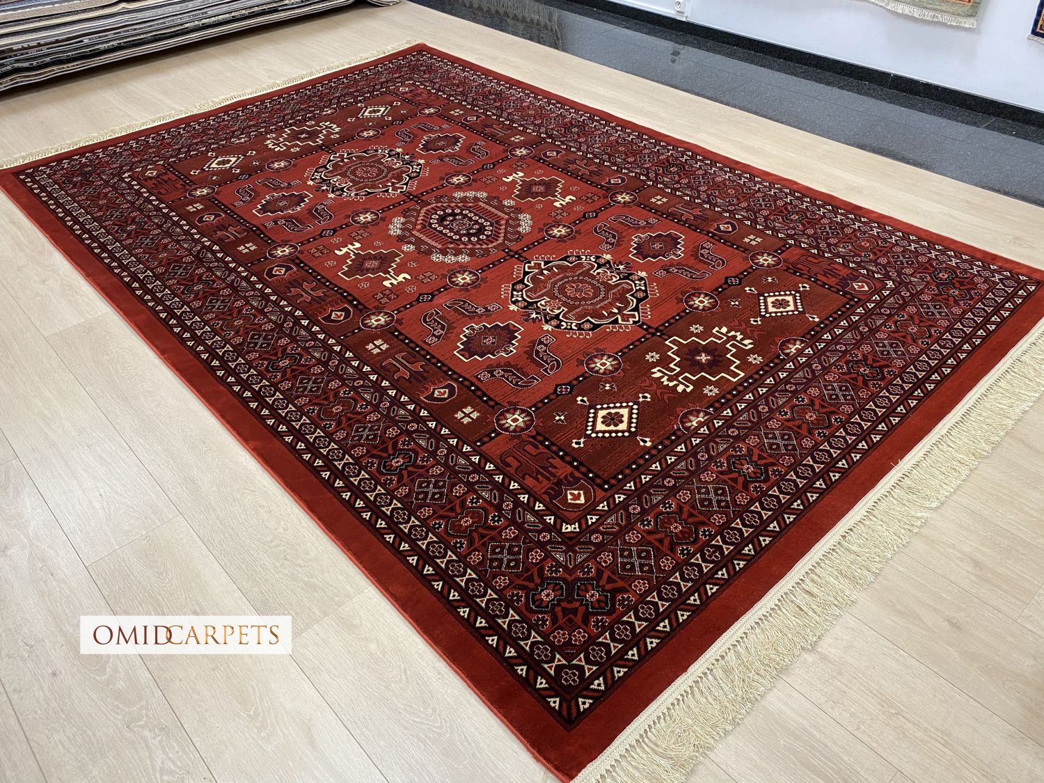 Rood Tapijt Laagpolig Klassiek Vloerkleed - Omid Premium Classic Hand Look - 1,5 Miljoen punten/m²