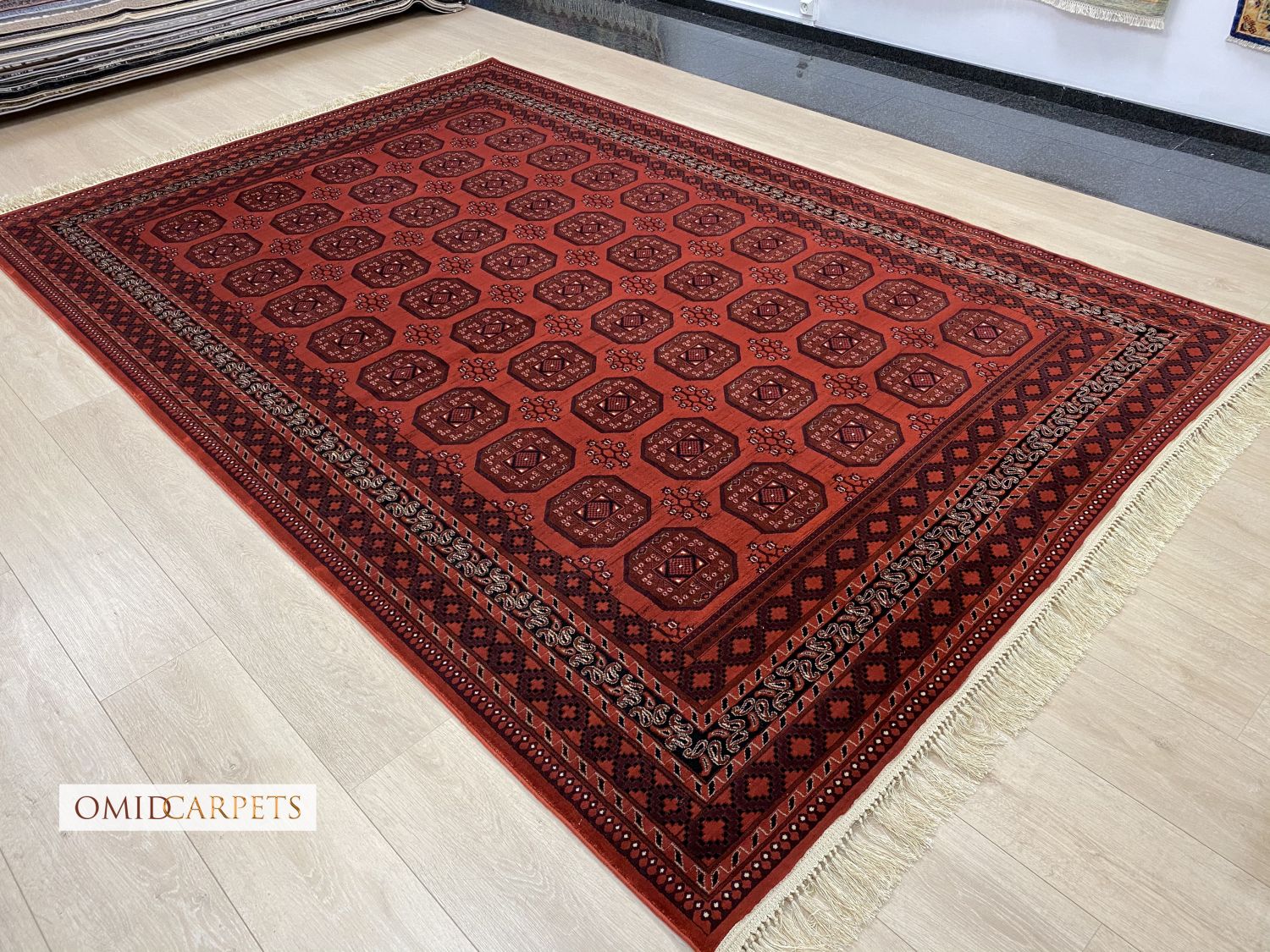 Rood Tapijt Laagpolig Klassiek Vloerkleed - Omid Premium Classic Hand Look - 1,5 Miljoen punten/m²