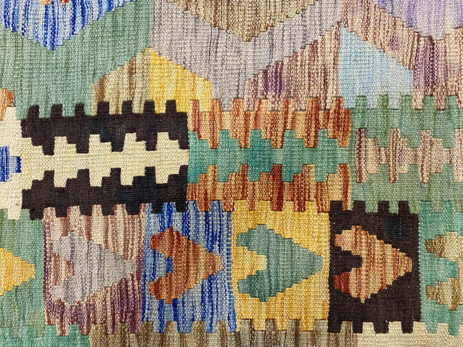 Kleurrijk Tapijt Laagpolig Handgeweven Wollen Vloerkleed - Omid Afghan Kelim 294x191cm