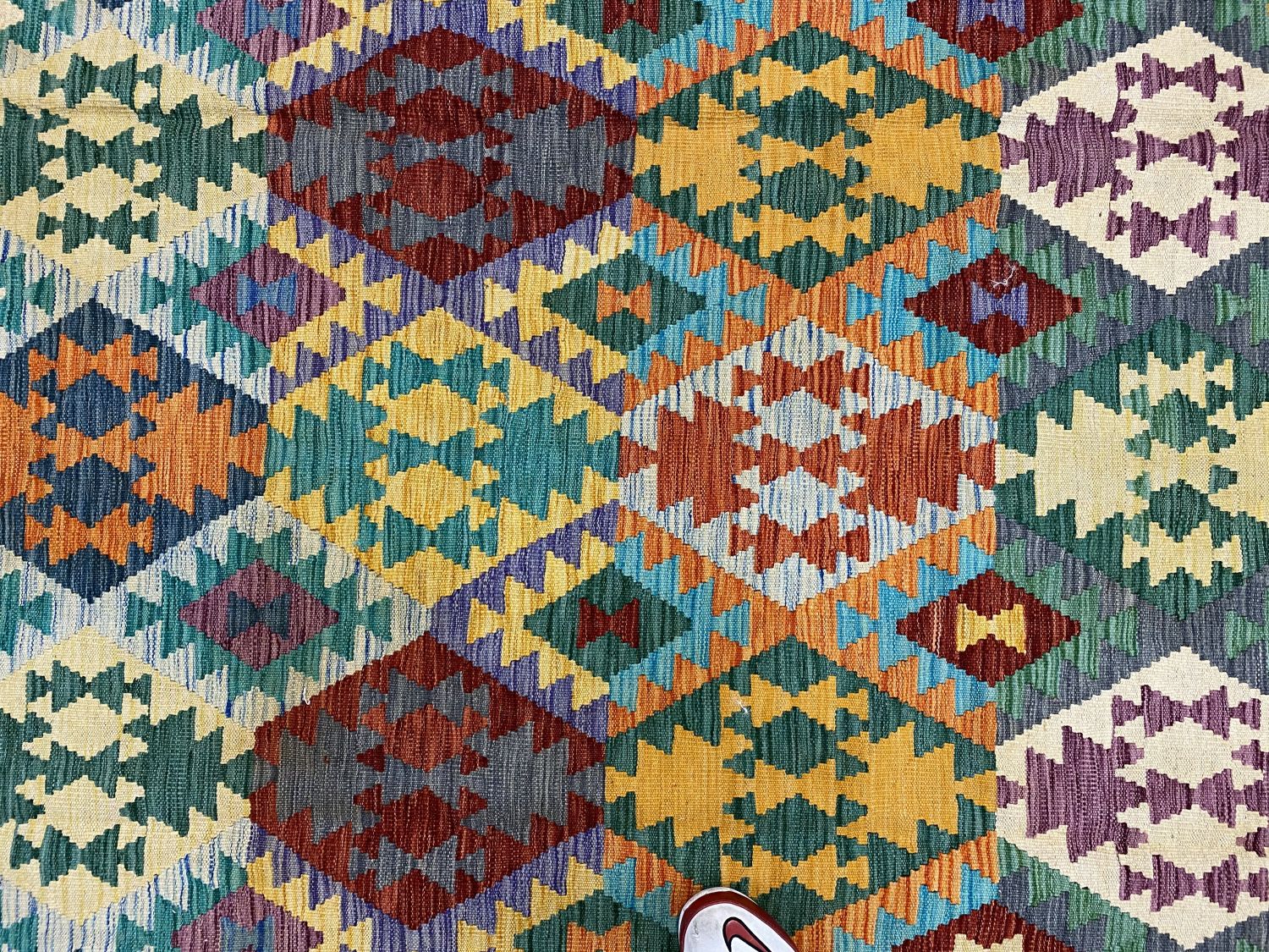 Kleurrijk Tapijt Laagpolig Handgeweven Wollen Vloerkleed - Omid Afghan Kelim 295x193cm