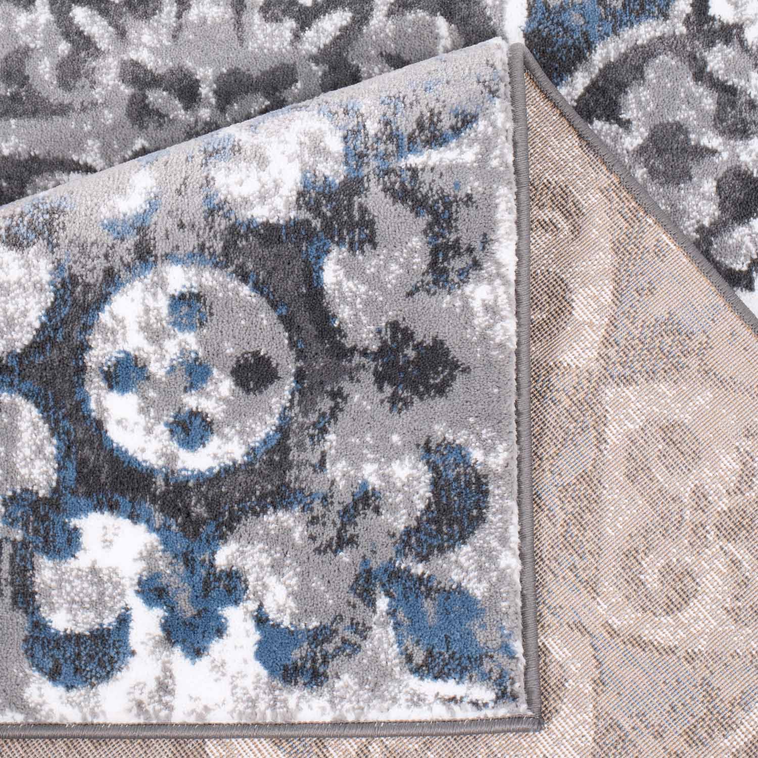 Tapijt Omid Spring Laagpolig Vloerkleed Bloempatronen Blauw - Omid Carpets