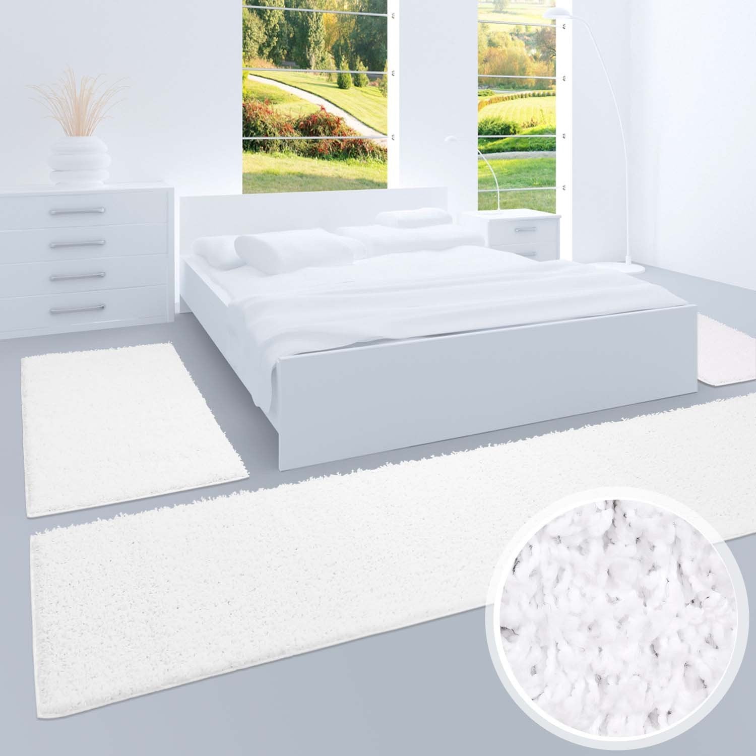 Vloerkleed Slaapkamer Naast Het Bed Wit - Omid Carpets