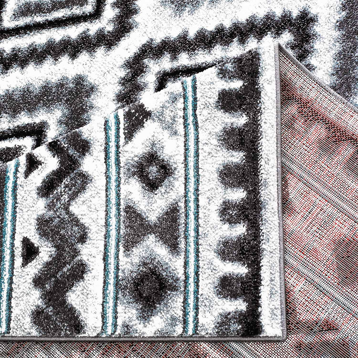 Grijs Tapijt Laagpolig Vloerkleed Omid Art - Blue Geometry - Omid Carpets