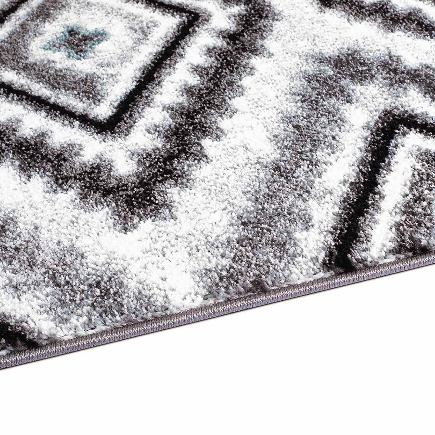 Grijs Tapijt Laagpolig Vloerkleed Omid Art - Blue Geometry - Omid Carpets