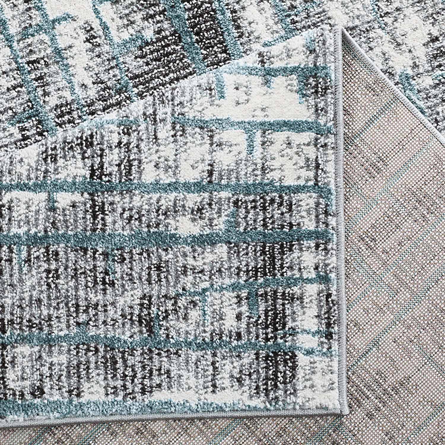 Blauw Tapijt Laagpolig Vloerkleed Omid Art - Blue Lines - Omid Carpets