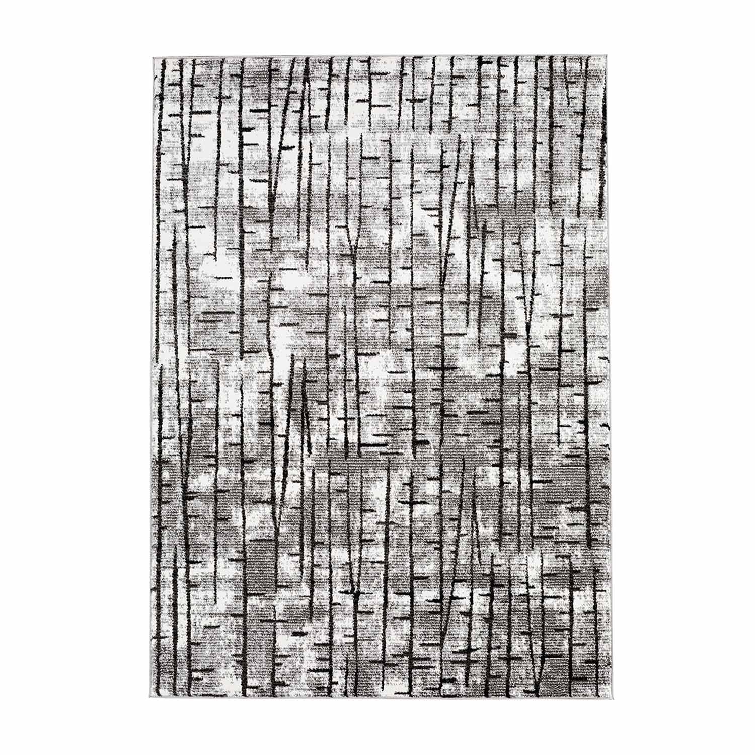 Grijs Tapijt Laagpolig Vloerkleed Omid Art - Grey Lines - Omid Carpets
