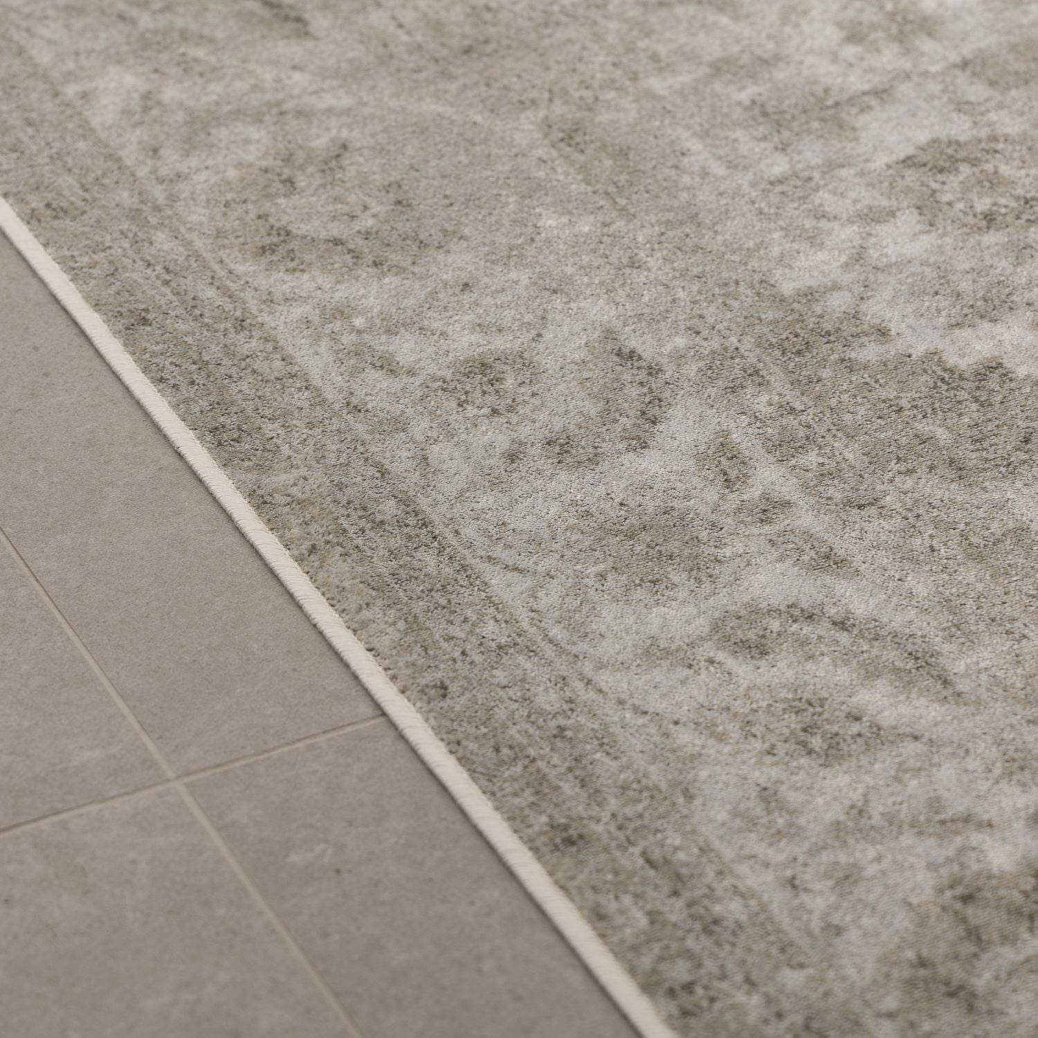 Dun Vloerkleed met Anti-Slip Grijs Laagpolig Tapijt Omid Vintage