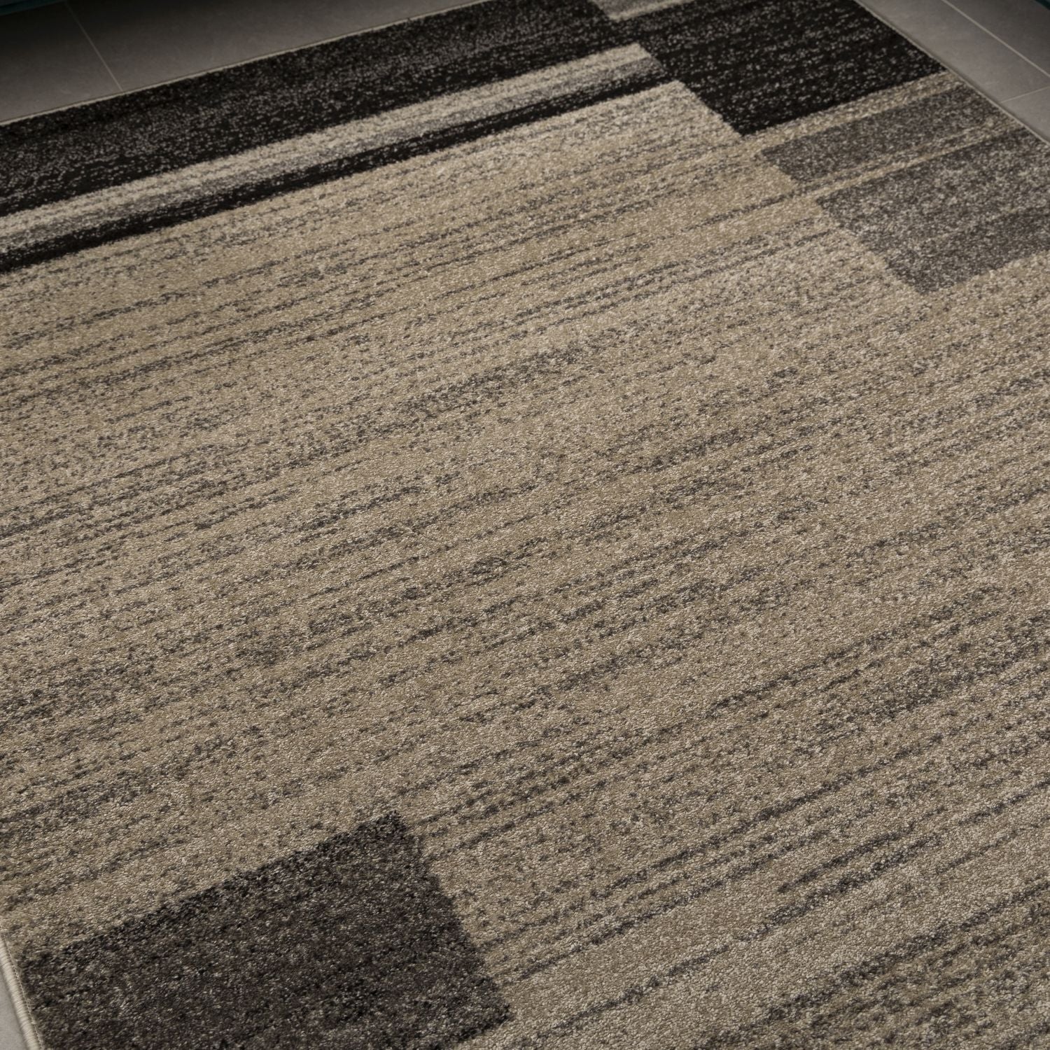 Beige met Grijs Tapijt Laagpolig Vloerkleed Omid Belgian Design