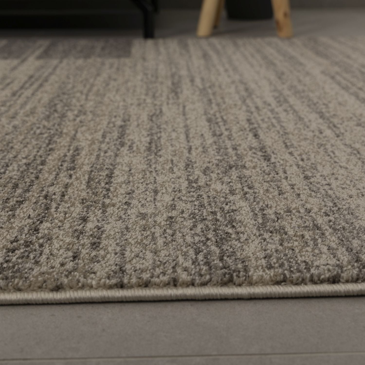 Beige met Grijs Tapijt Laagpolig Vloerkleed Omid Belgian Design