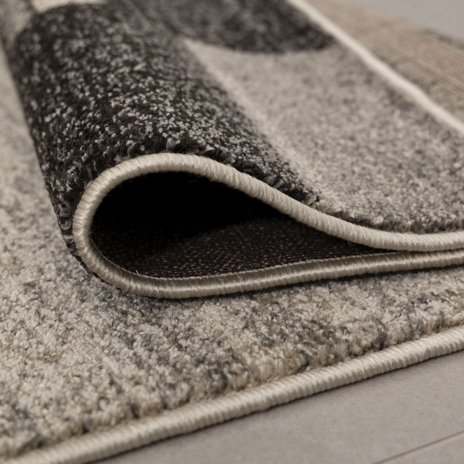 Beige met Grijs Tapijt Laagpolig Vloerkleed Omid Belgian Design