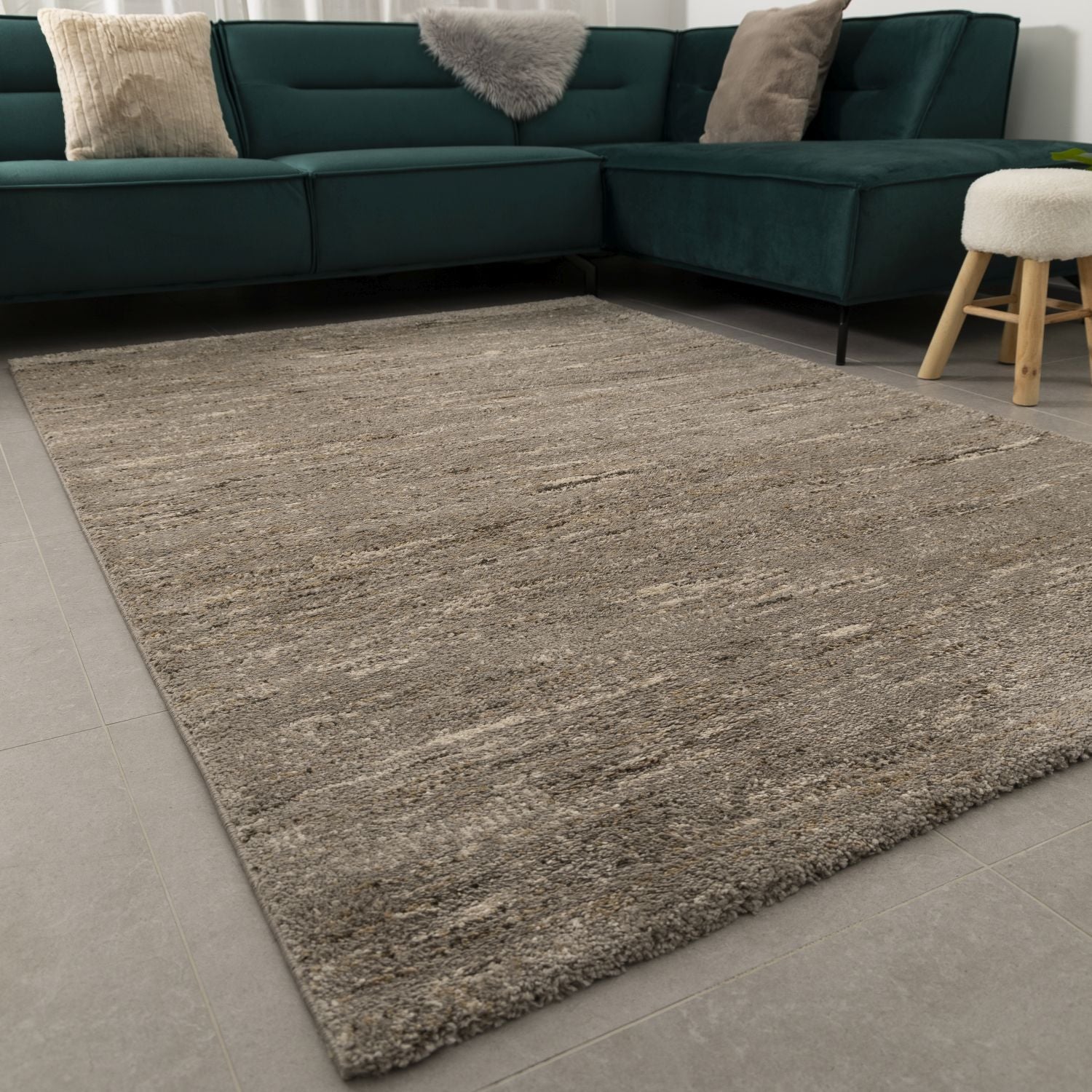 Grijs met Beige Tapijt Dik Kwaliteitsvol Laagpolig Vloerkleed Omid Belgian Premium Scandinavisch Berber Design