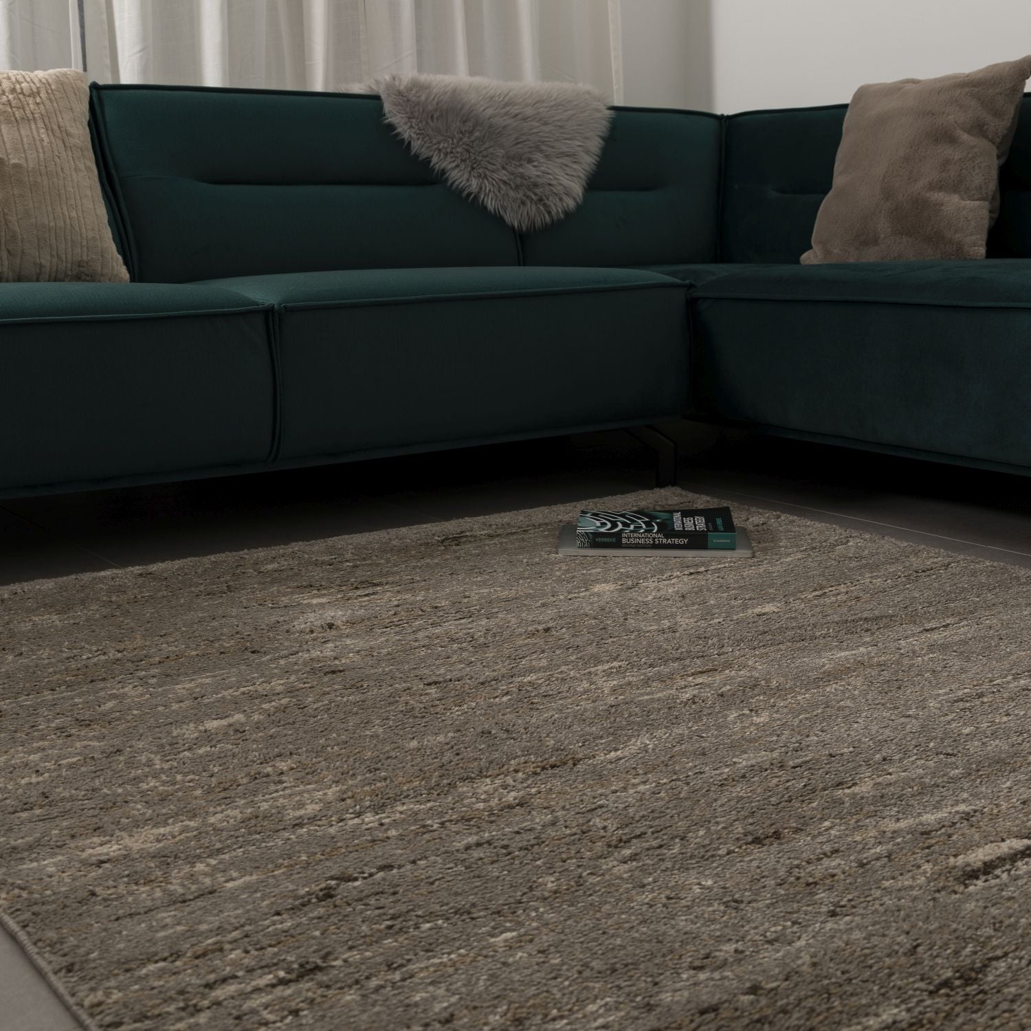 Grijs met Beige Tapijt Dik Kwaliteitsvol Laagpolig Vloerkleed Omid Belgian Premium Scandinavisch Berber Design