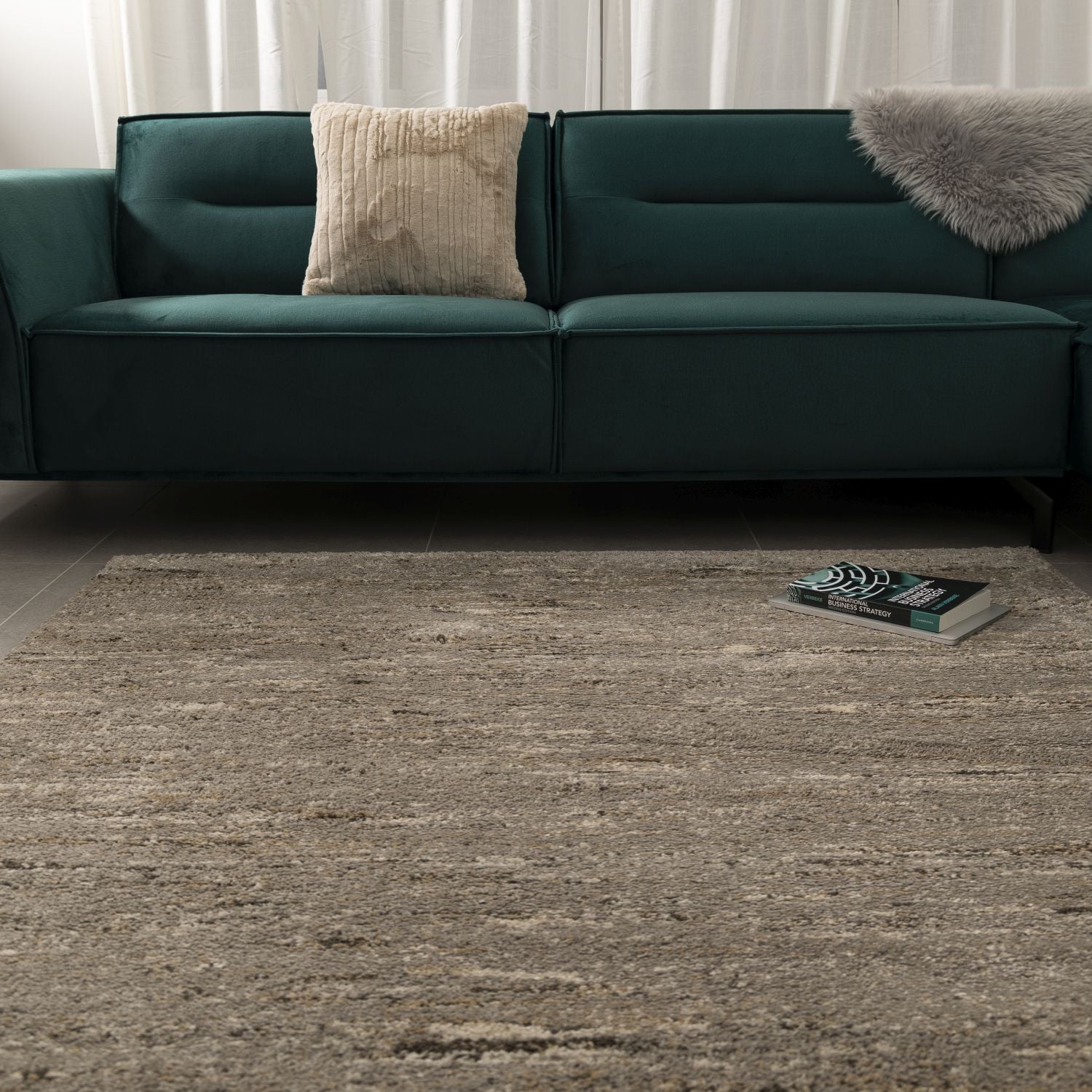 Grijs met Beige Tapijt Dik Kwaliteitsvol Laagpolig Vloerkleed Omid Belgian Premium Scandinavisch Berber Design