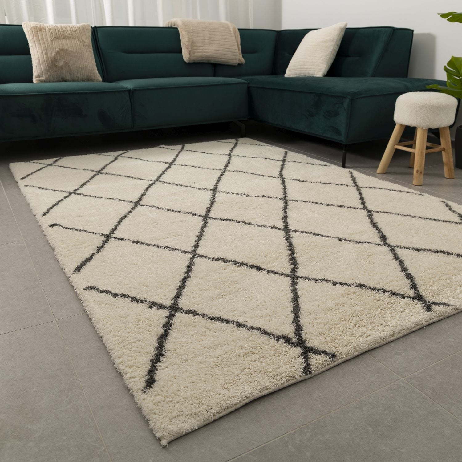 Crème Hoogpolig Vloerkleed Omid Belgian Soft Scandinavisch Wasbaar Tapijt