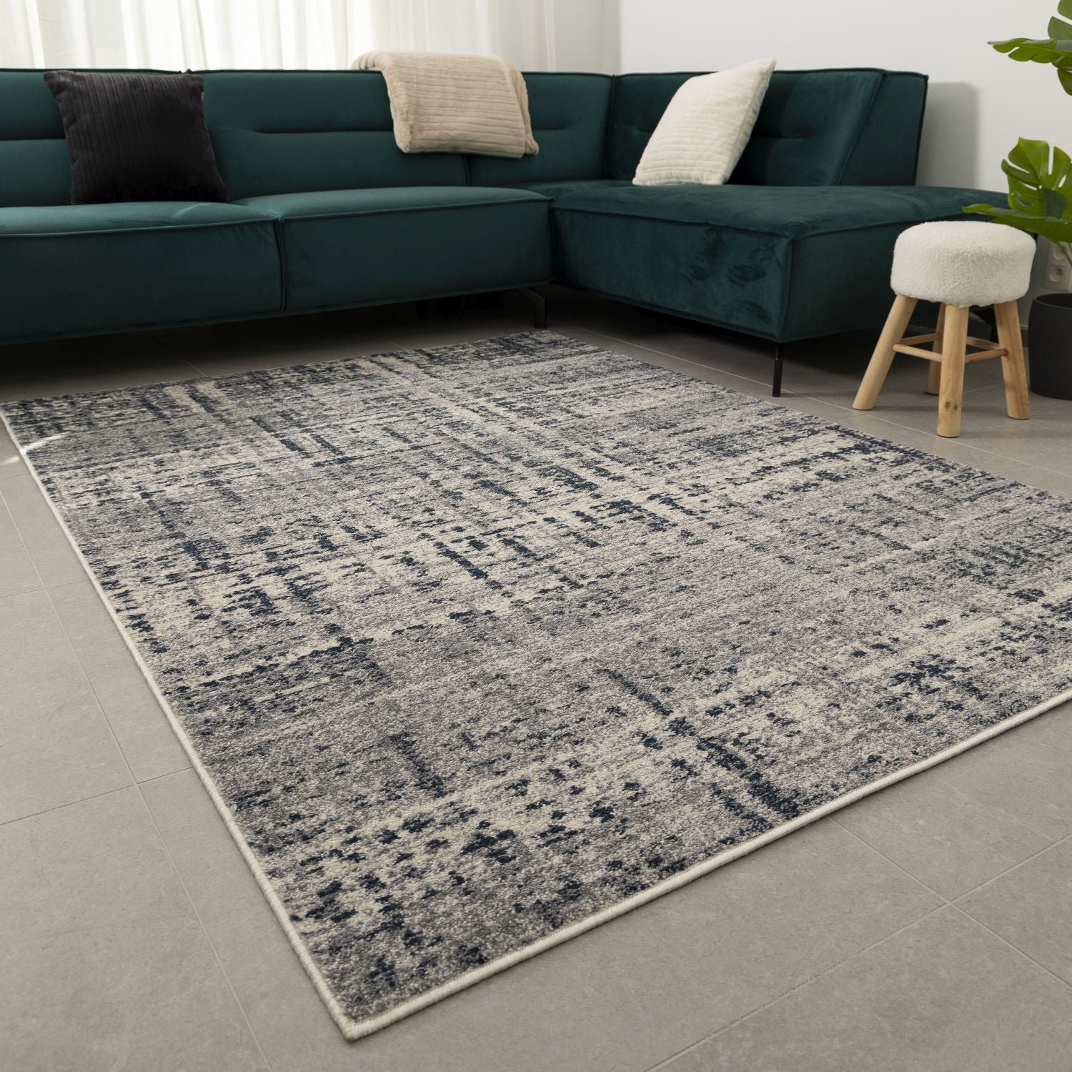 Blauw Tapijt Laagpolig Vloerkleed Omid Modern Belgian