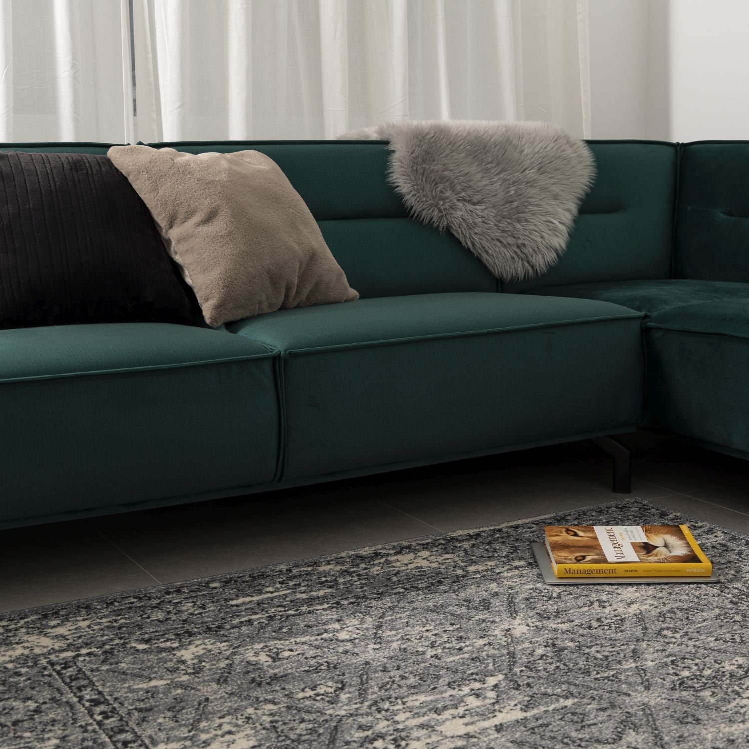 Grijs Tapijt Laagpolig Vloerkleed Omid Modern Belgian Vintage