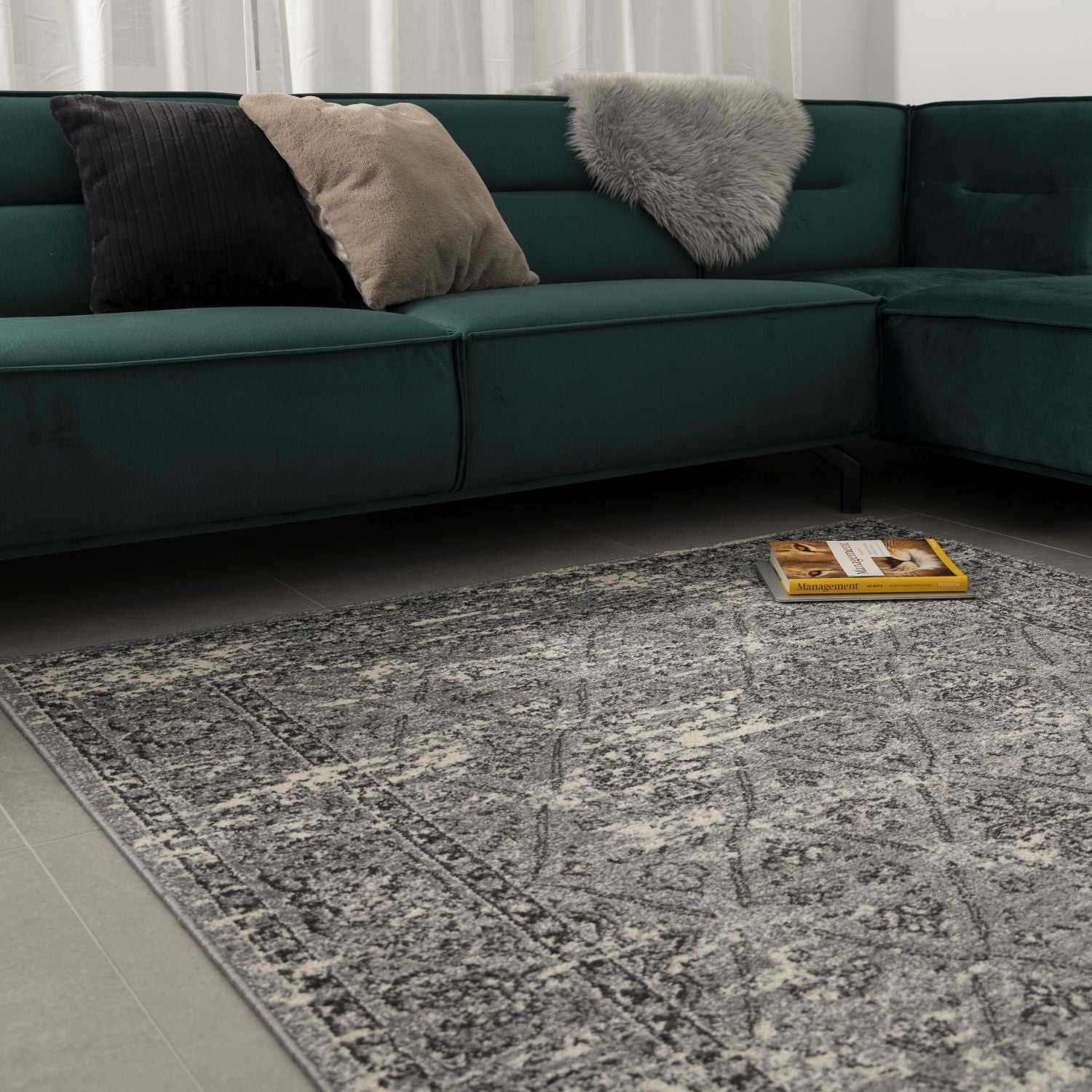 Grijs Tapijt Laagpolig Vloerkleed Omid Modern Belgian Vintage