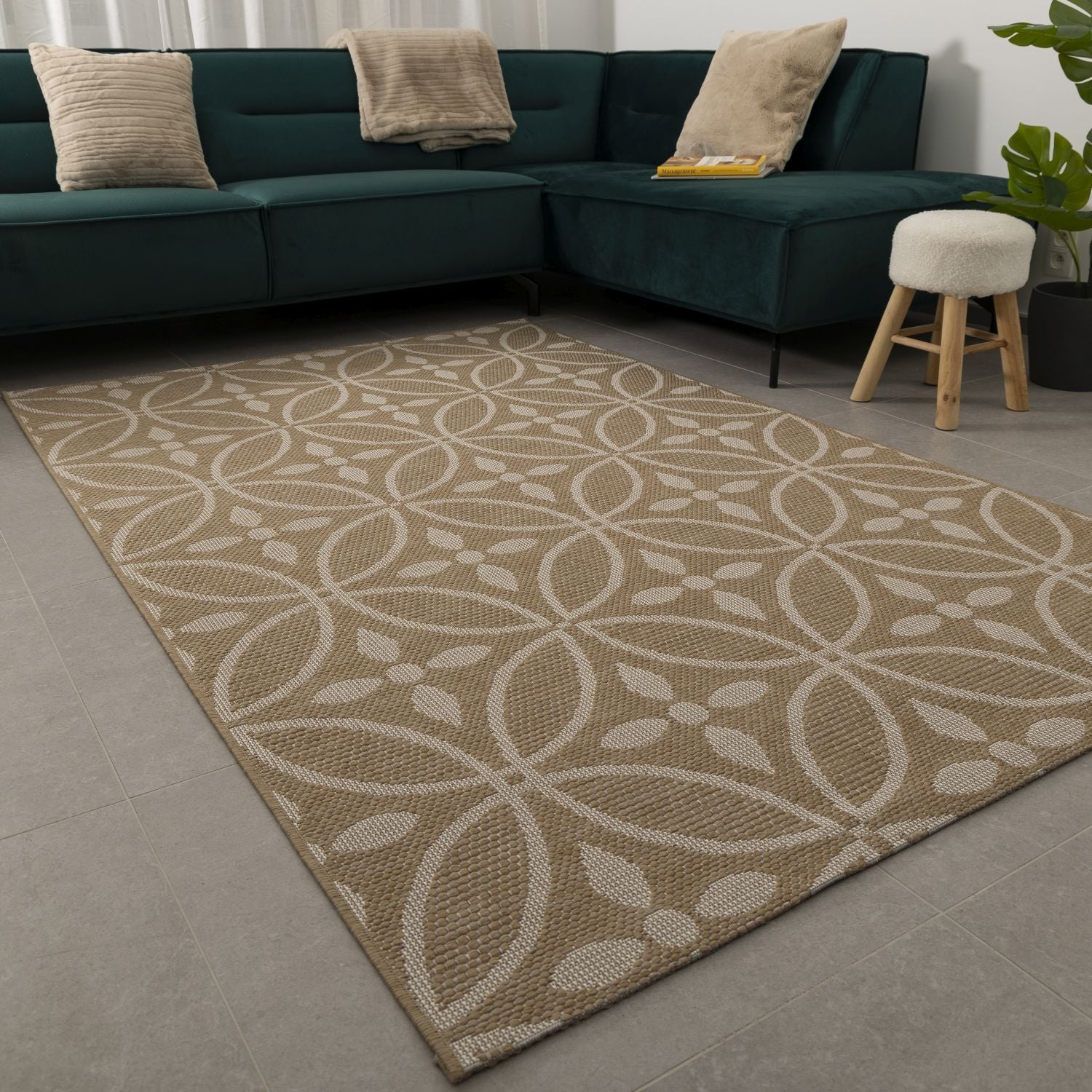 Vloerkleed Buiten - Buitenkleed Laagpolig Beige Vloerkleed Omid Outdoor Tapijt