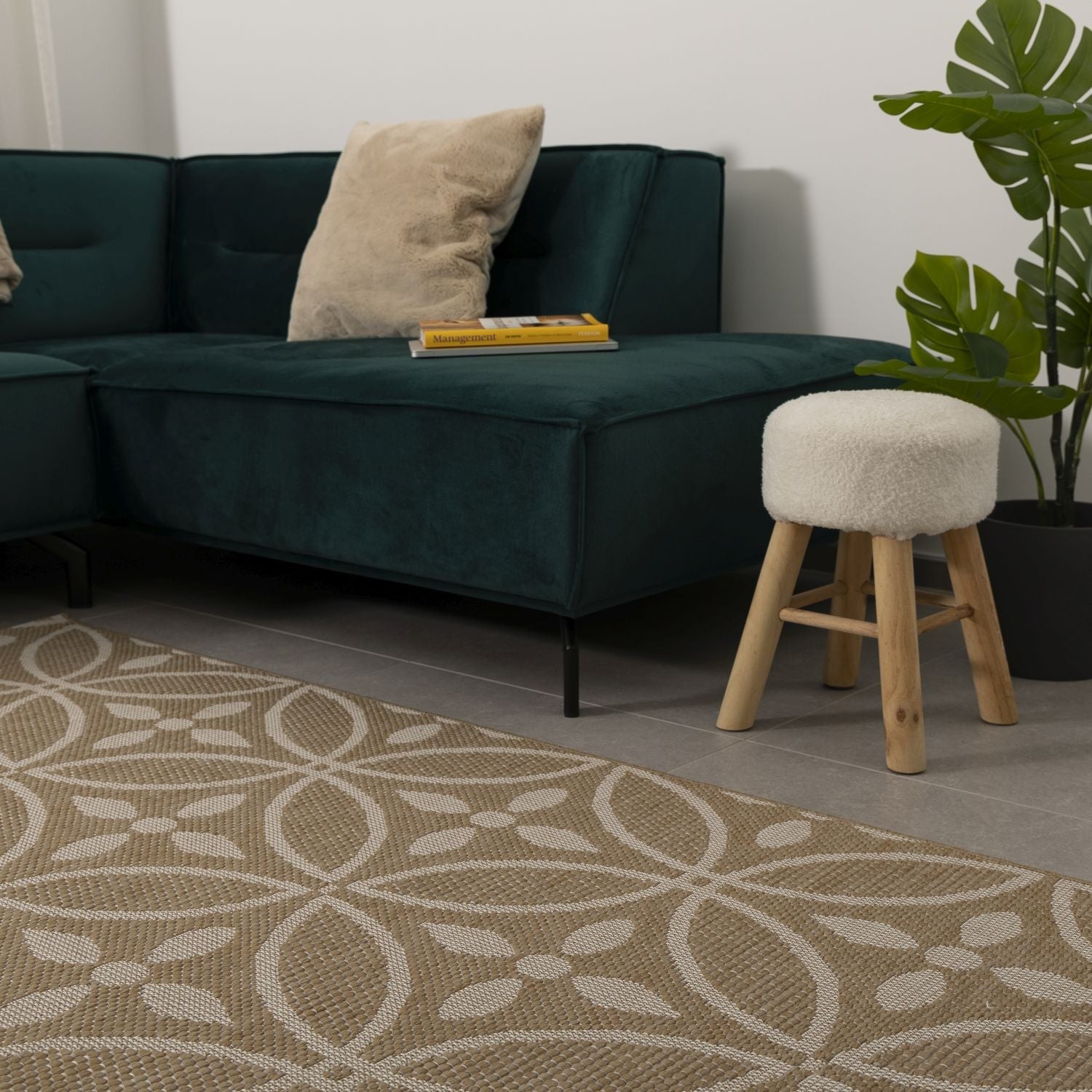 Vloerkleed Buiten - Buitenkleed Laagpolig Beige Vloerkleed Omid Outdoor Tapijt