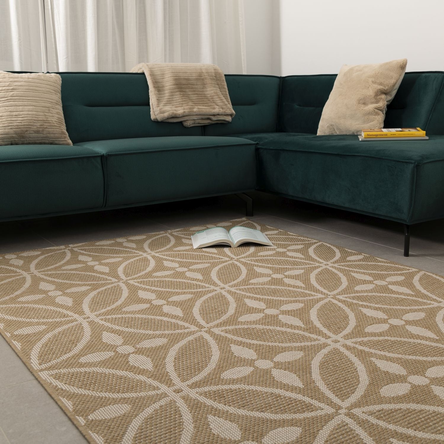 Vloerkleed Buiten - Buitenkleed Laagpolig Beige Vloerkleed Omid Outdoor Tapijt