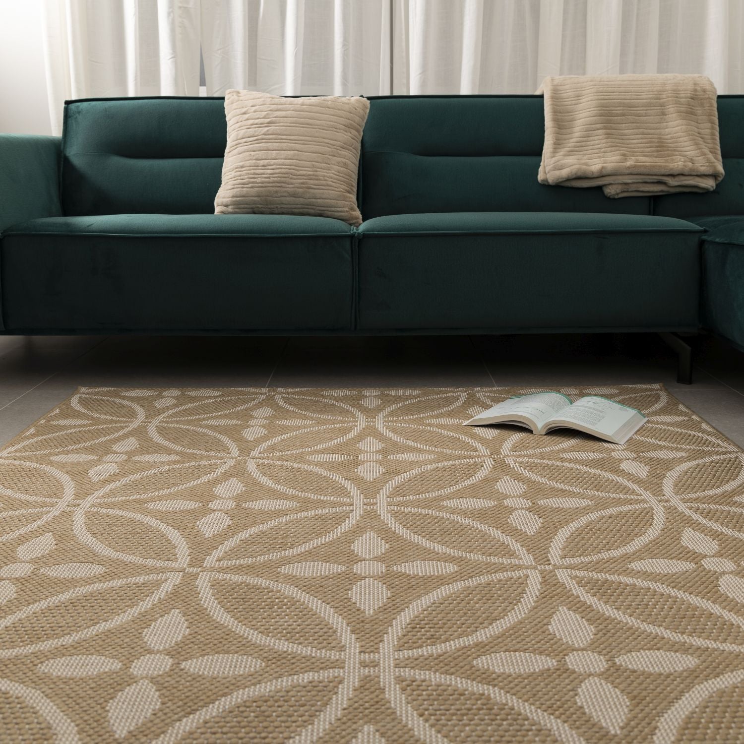 Vloerkleed Buiten - Buitenkleed Laagpolig Beige Vloerkleed Omid Outdoor Tapijt