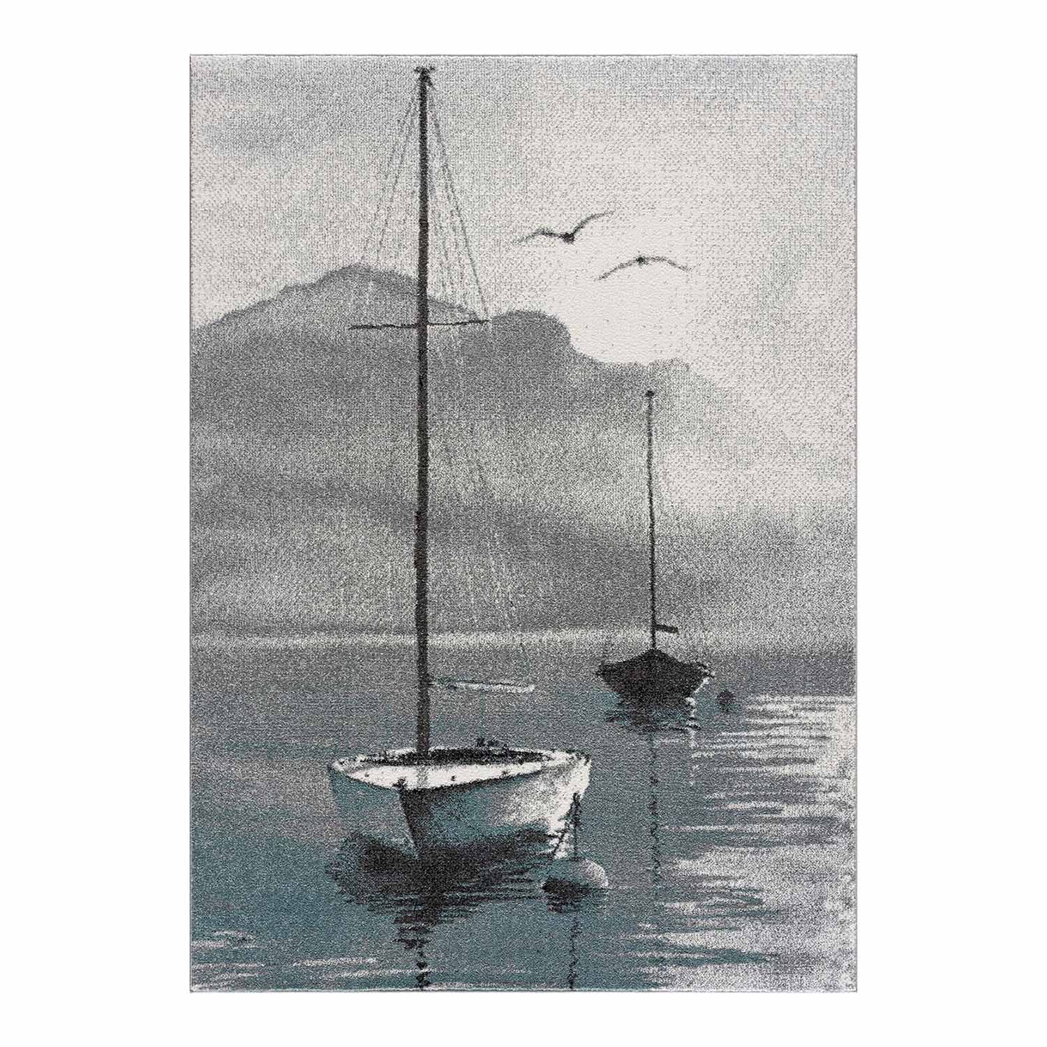 Kindertapijt Omid Bootje Blauw Vloerkleed