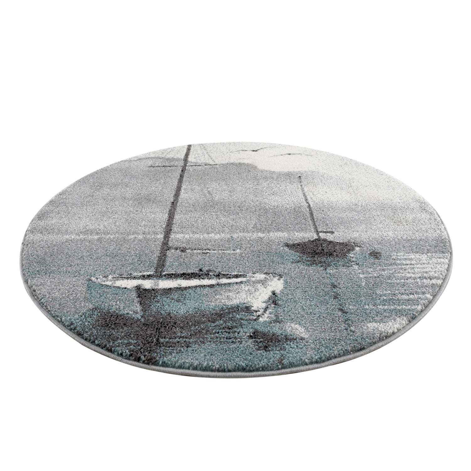 Kindertapijt Omid Bootje Blauw Vloerkleed
