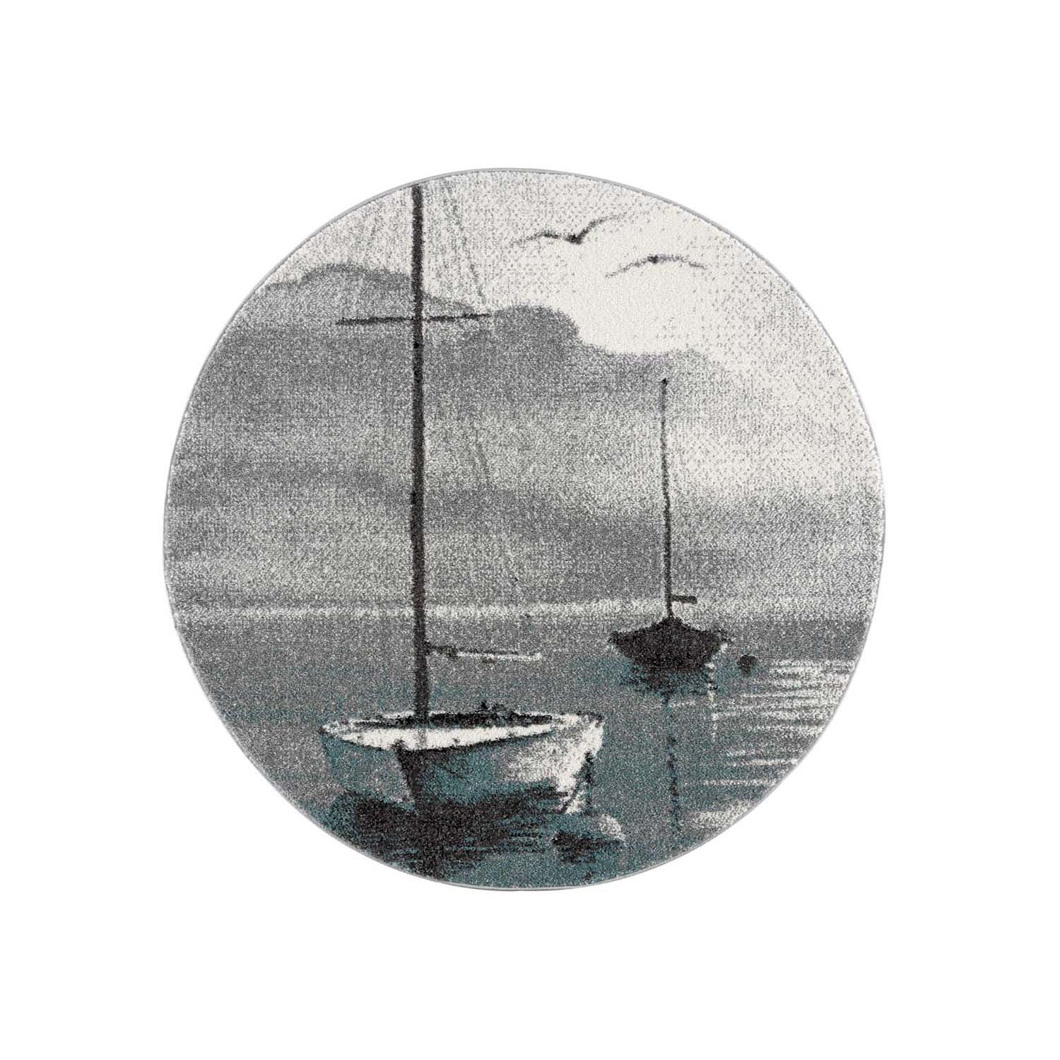 Kindertapijt Omid Bootje Blauw Vloerkleed