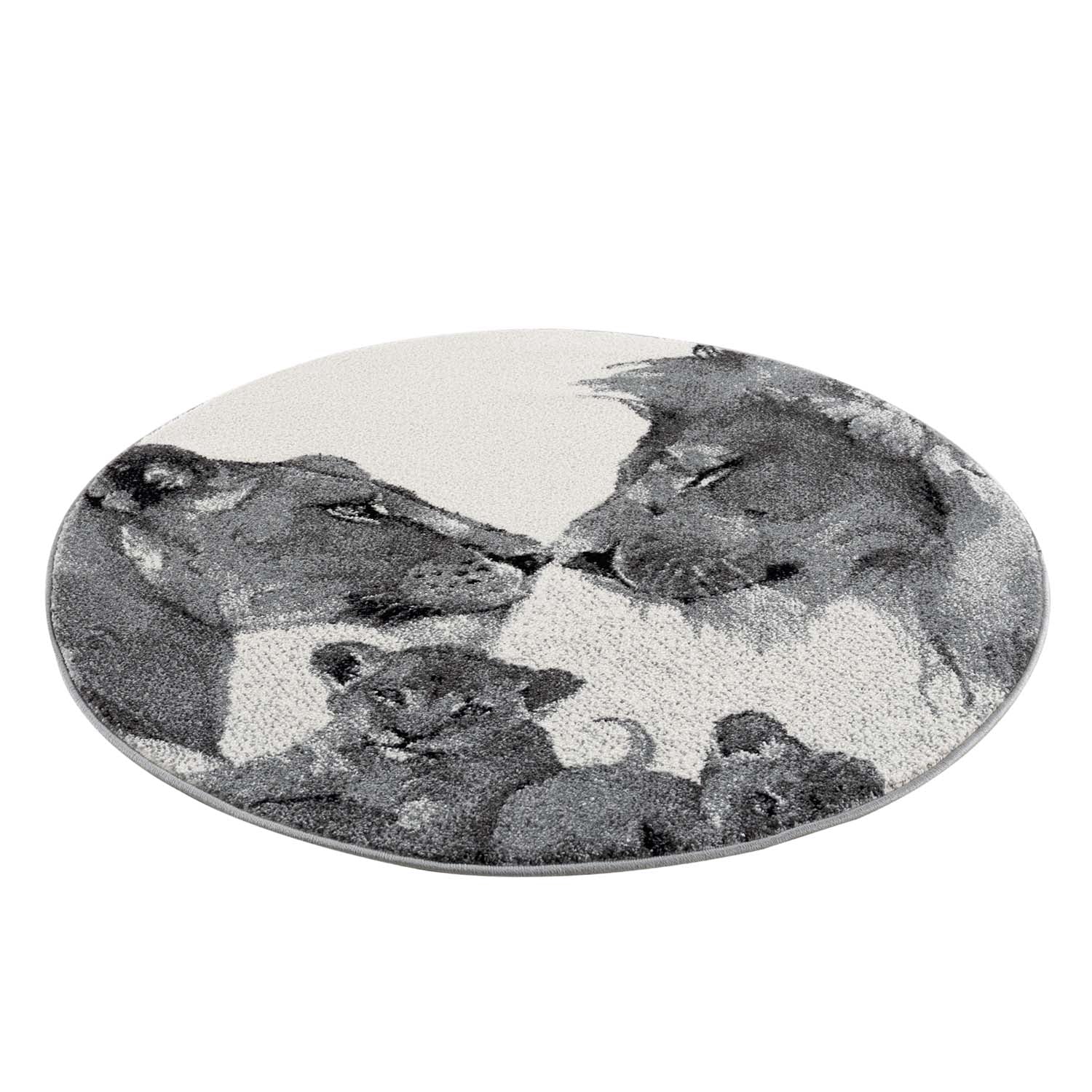 Kindertapijt Omid Leeuwtjes Grijs Vloerkleed