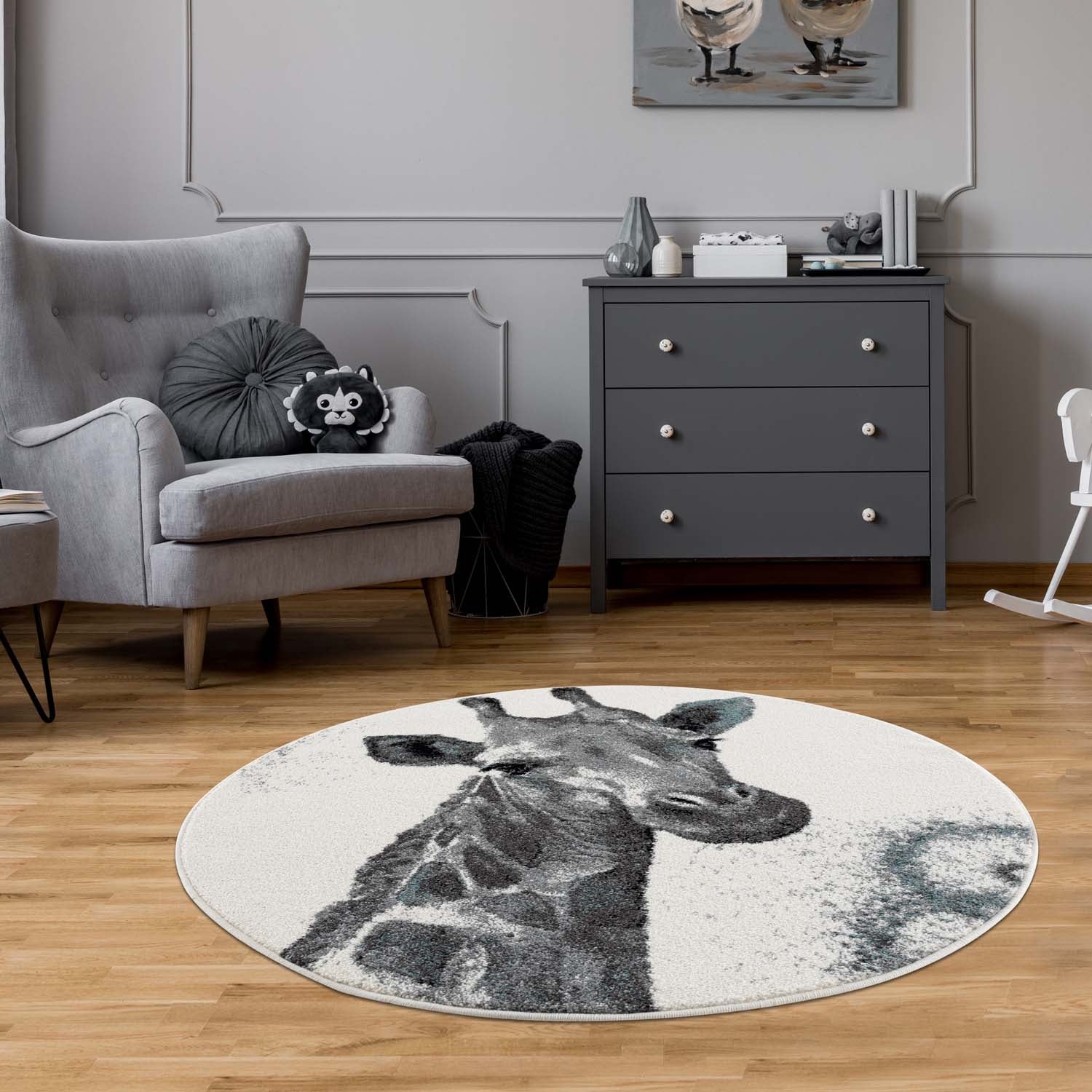 Kindertapijt Omid Giraf Grijs Vloerkleed