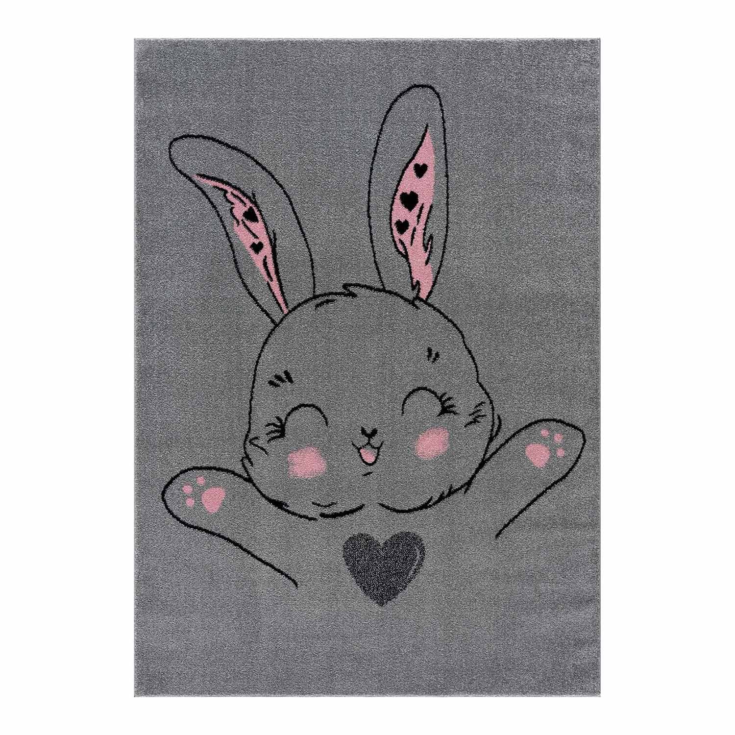 Kindertapijt Omid Konijntje Grijs Vloerkleed