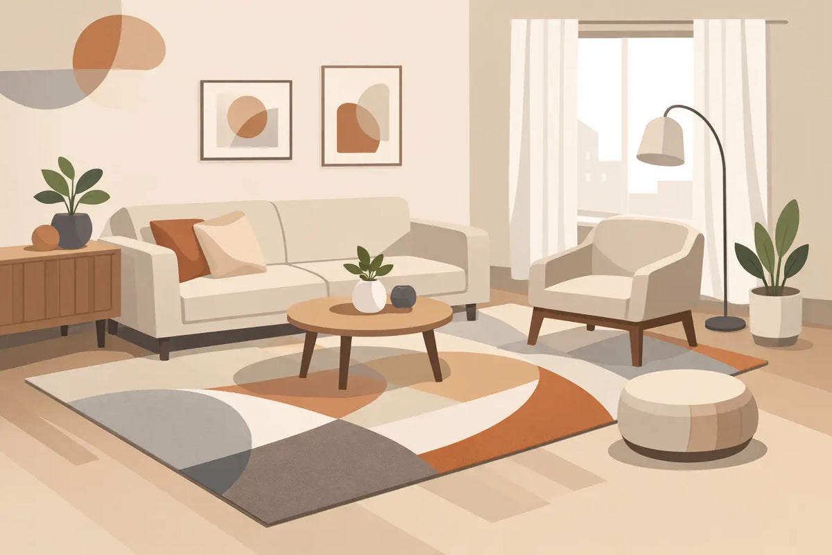 Modern vloerkleed voor een kleine woonkamer