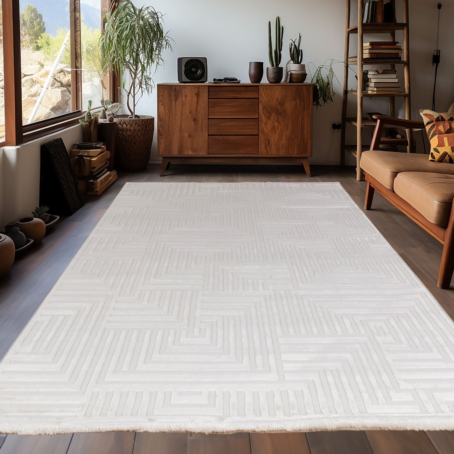 Crème Tapijt Laagpolig Vloerkleed Omid Elegant Neutrals
