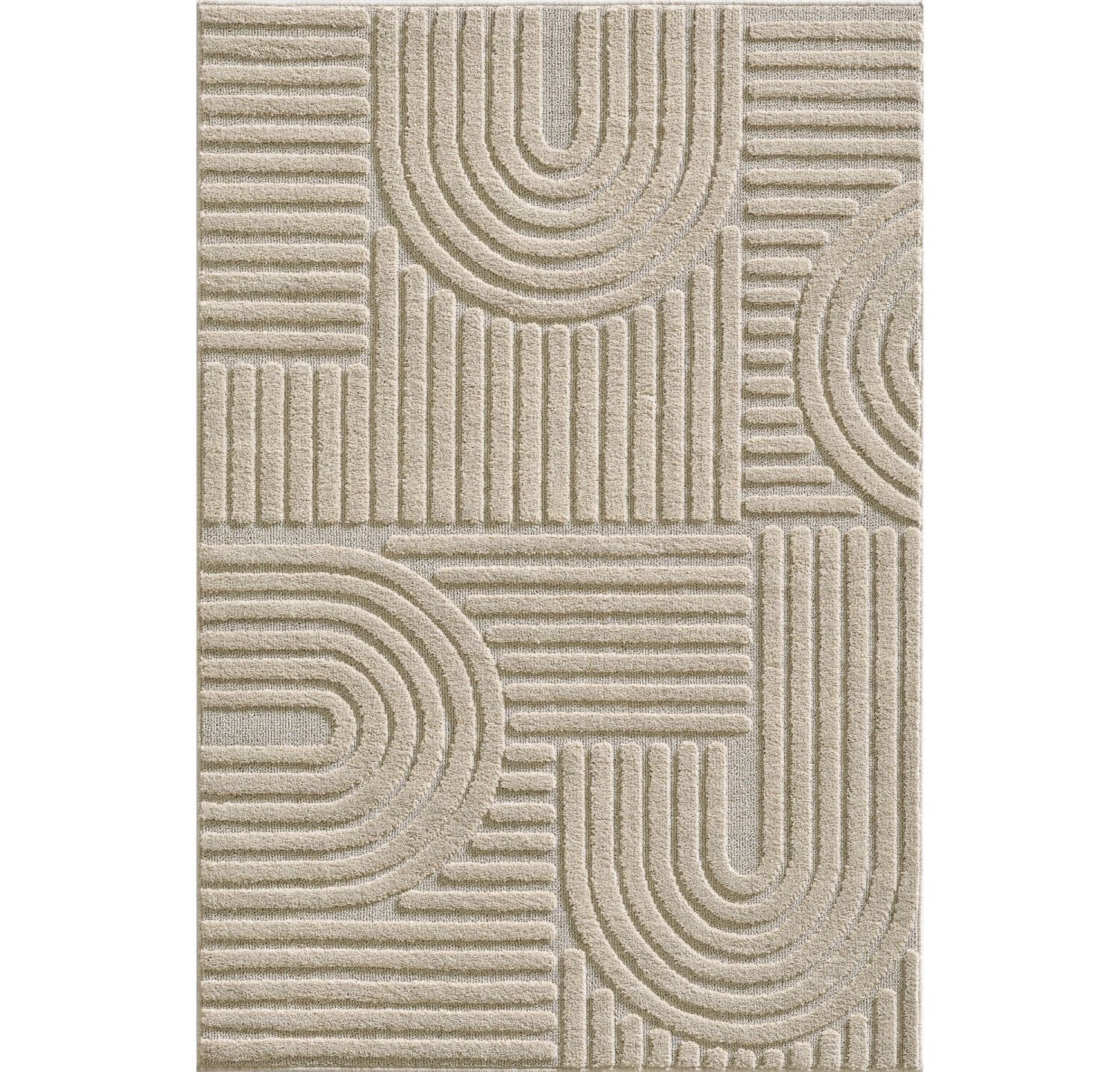 Beige Tapijt Laagpolig Vloerkleed Omid Japandi Stijl