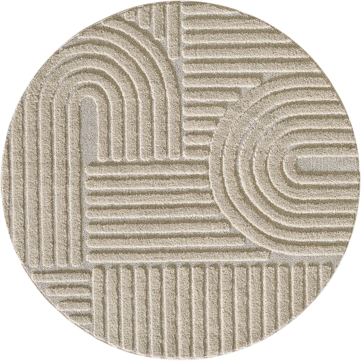Beige Tapijt Laagpolig Vloerkleed Omid Japandi Stijl