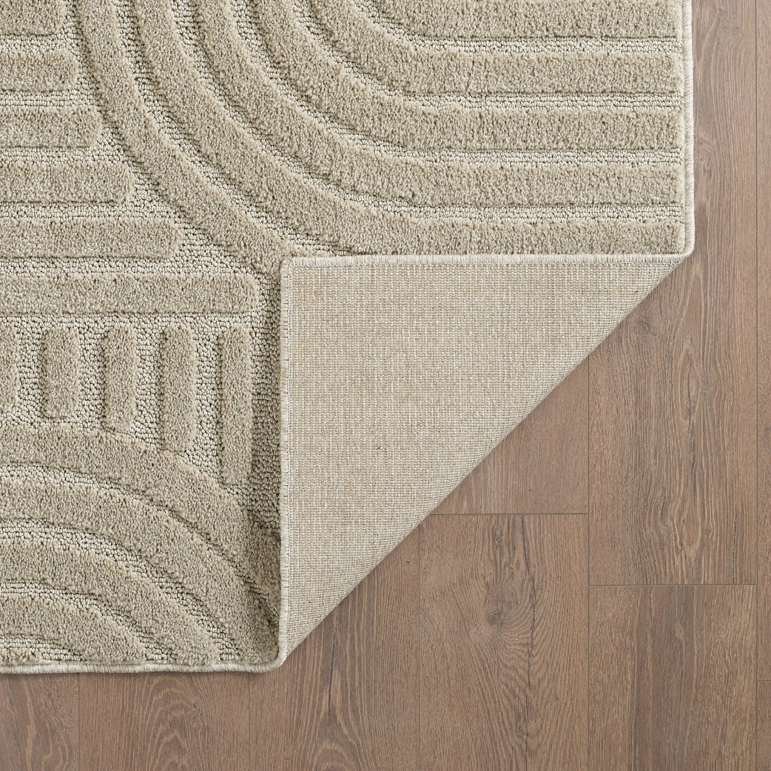 Beige Tapijt Laagpolig Vloerkleed Omid Japandi Stijl