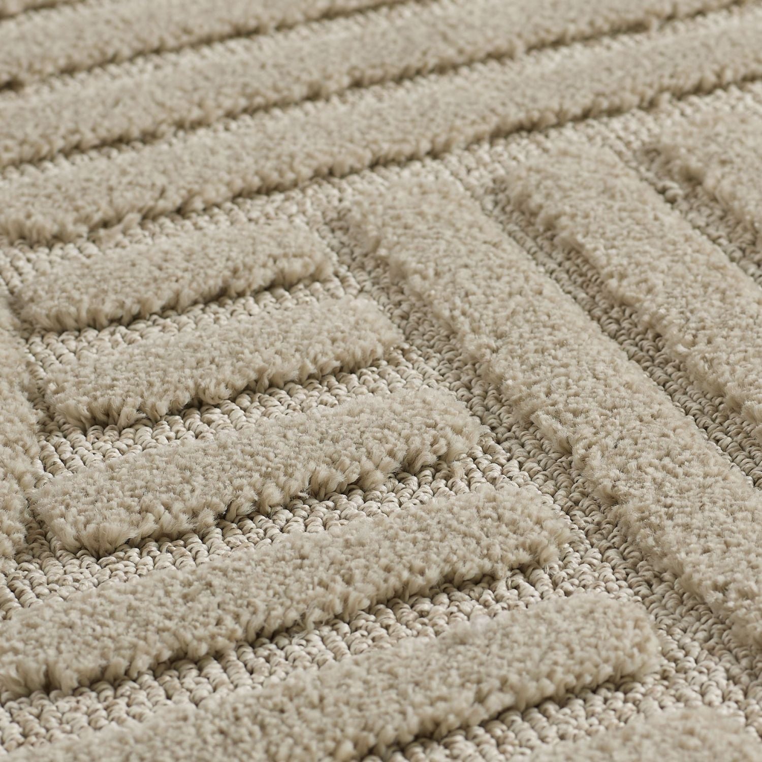 Beige Tapijt Laagpolig Vloerkleed Omid Japandi Stijl