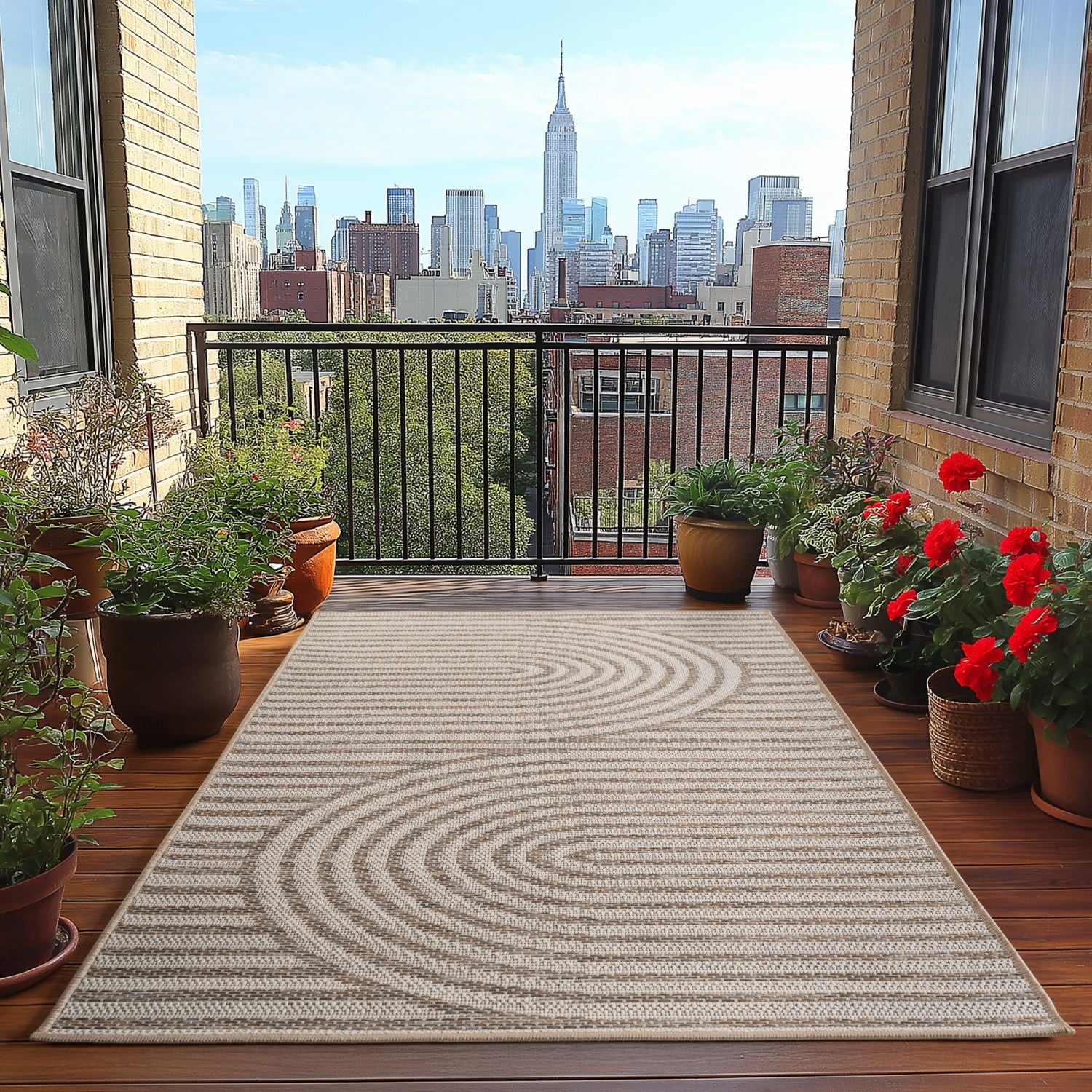 Beige Tapijt Laagpolig Vloerkleed Indoor/Outdoor