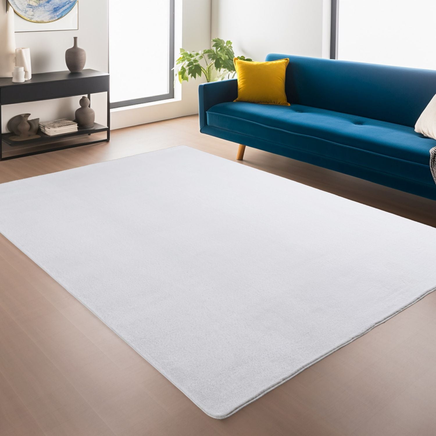 Wit Tapijt Laagpolig Vloerkleed met Anti Slip Omid Super Zacht