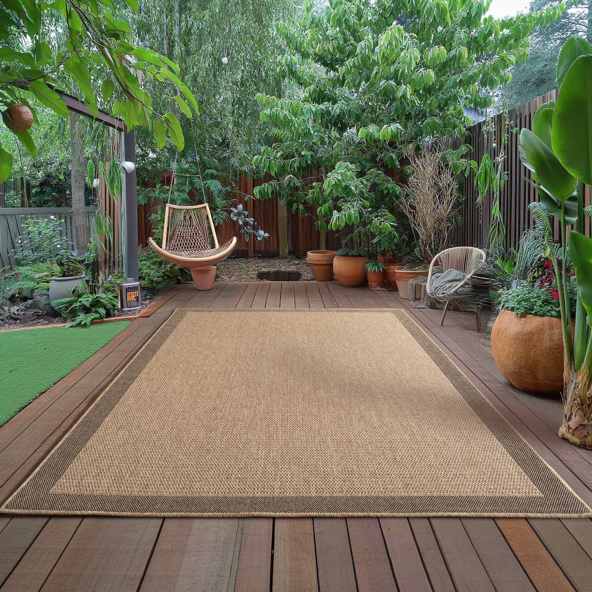 Beige Tapijt Laagpolig Vloerkleed Indoor/Outdoor