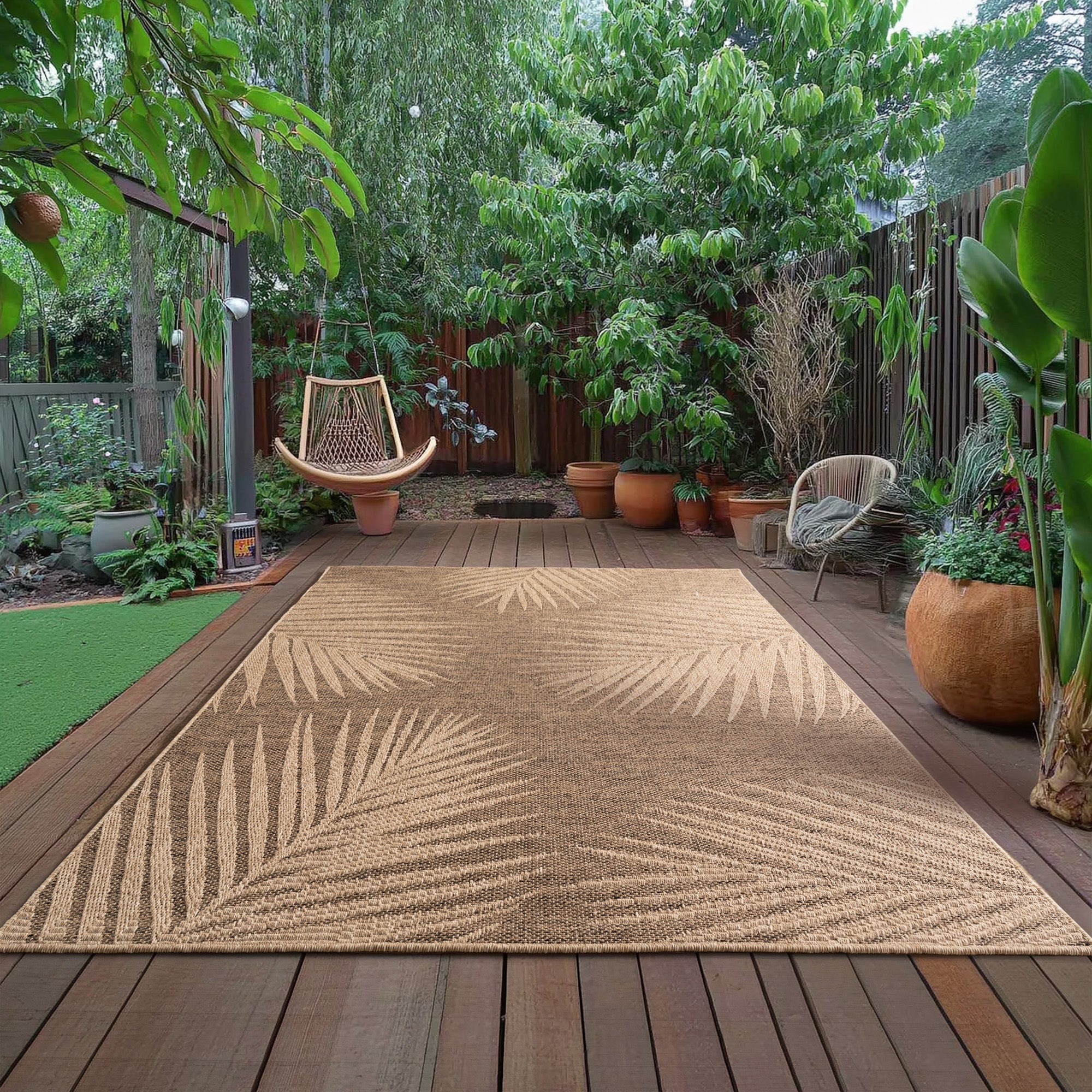 Beige Tapijt Laagpolig Vloerkleed Indoor/Outdoor