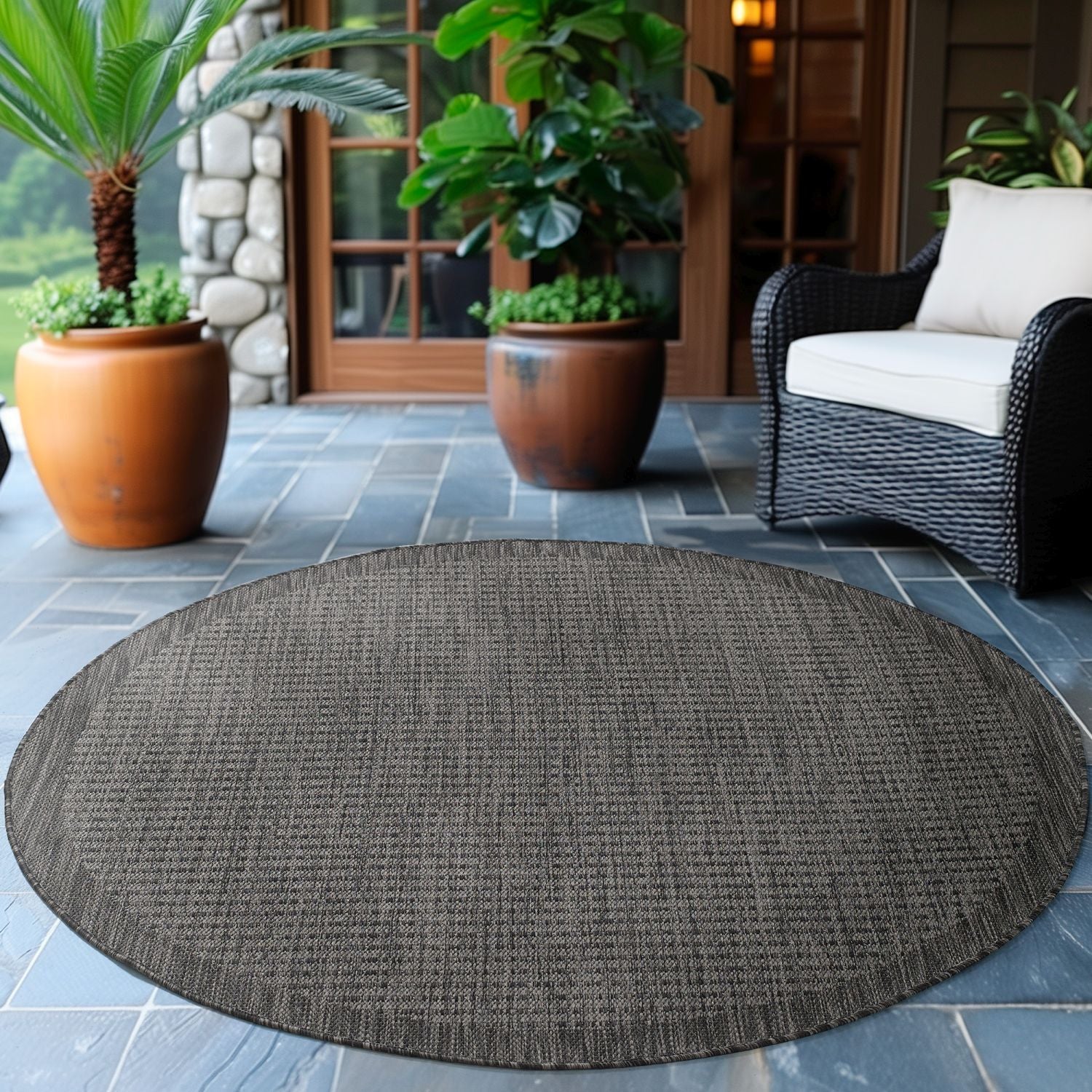 Antraciet Tapijt Laagpolig Vloerkleed Indoor/Outdoor