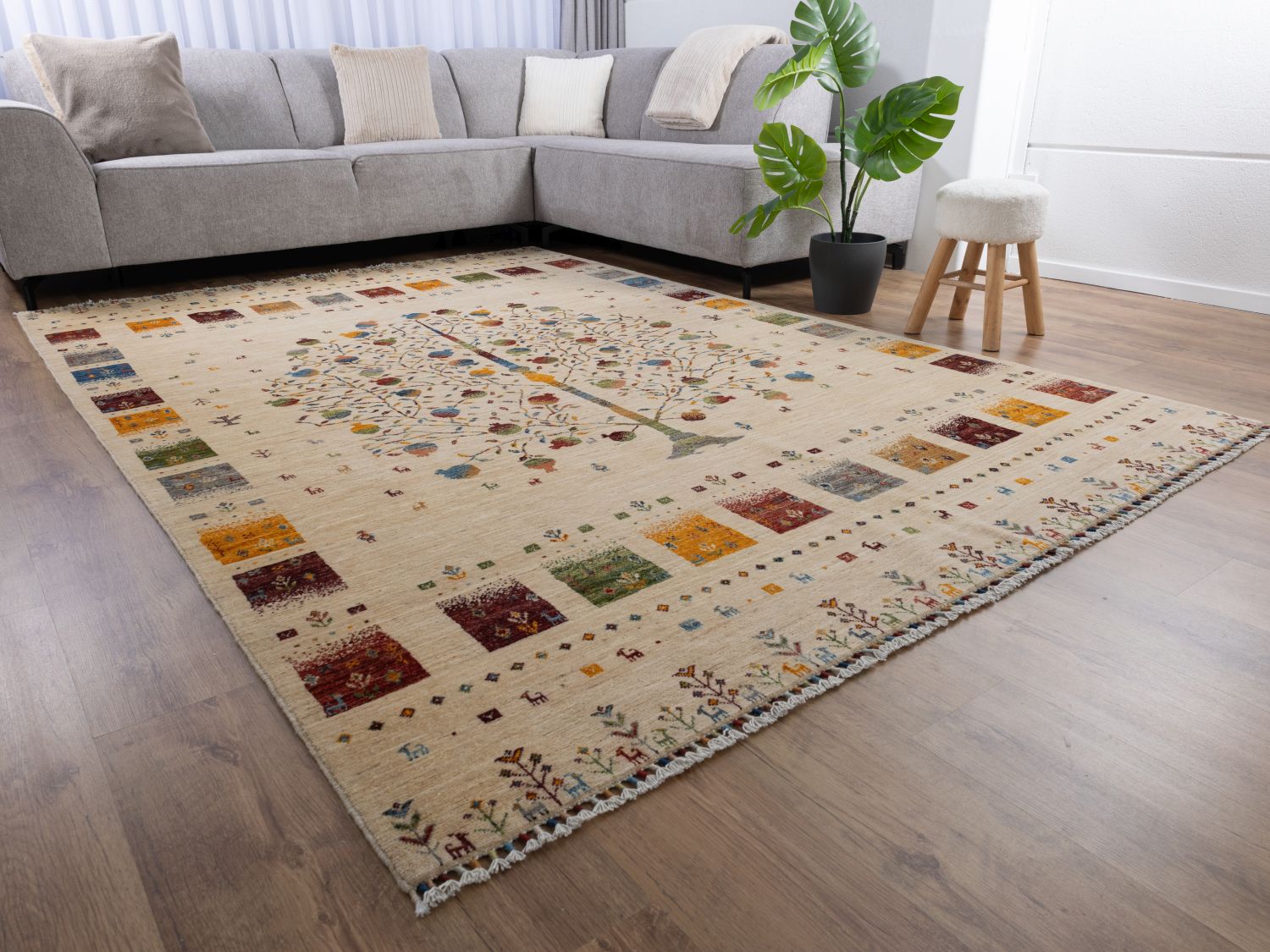 Afghaans Tapijt Laagpolig Handgeknoopt Wollen Vloerkleed - Omid Afghan Wool Luxury 297x194 - Omid Carpets